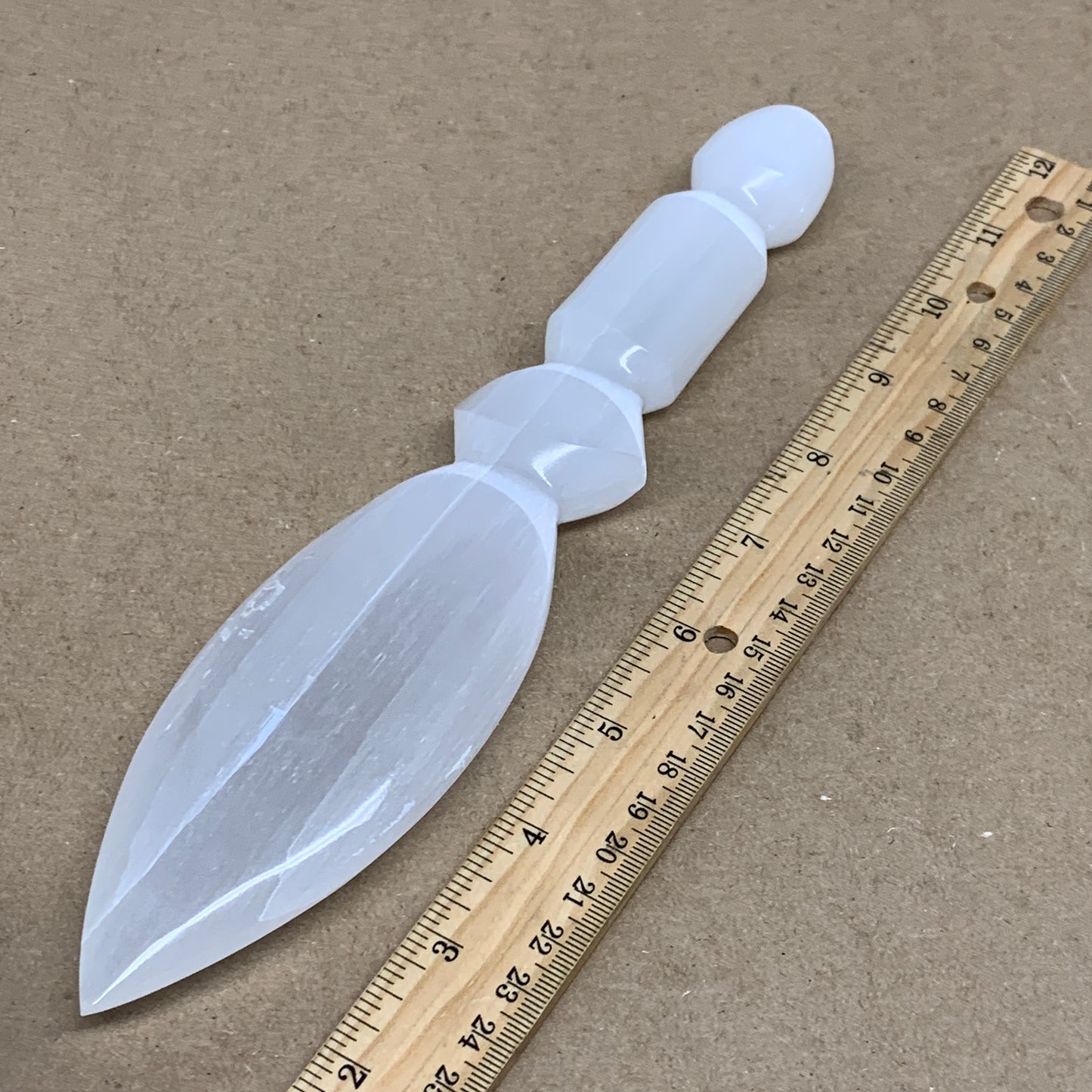 0.69 lbs, 9.75"x2"x0.9", Natural Selenite Crystal Dagger (Satin Spar), B36538