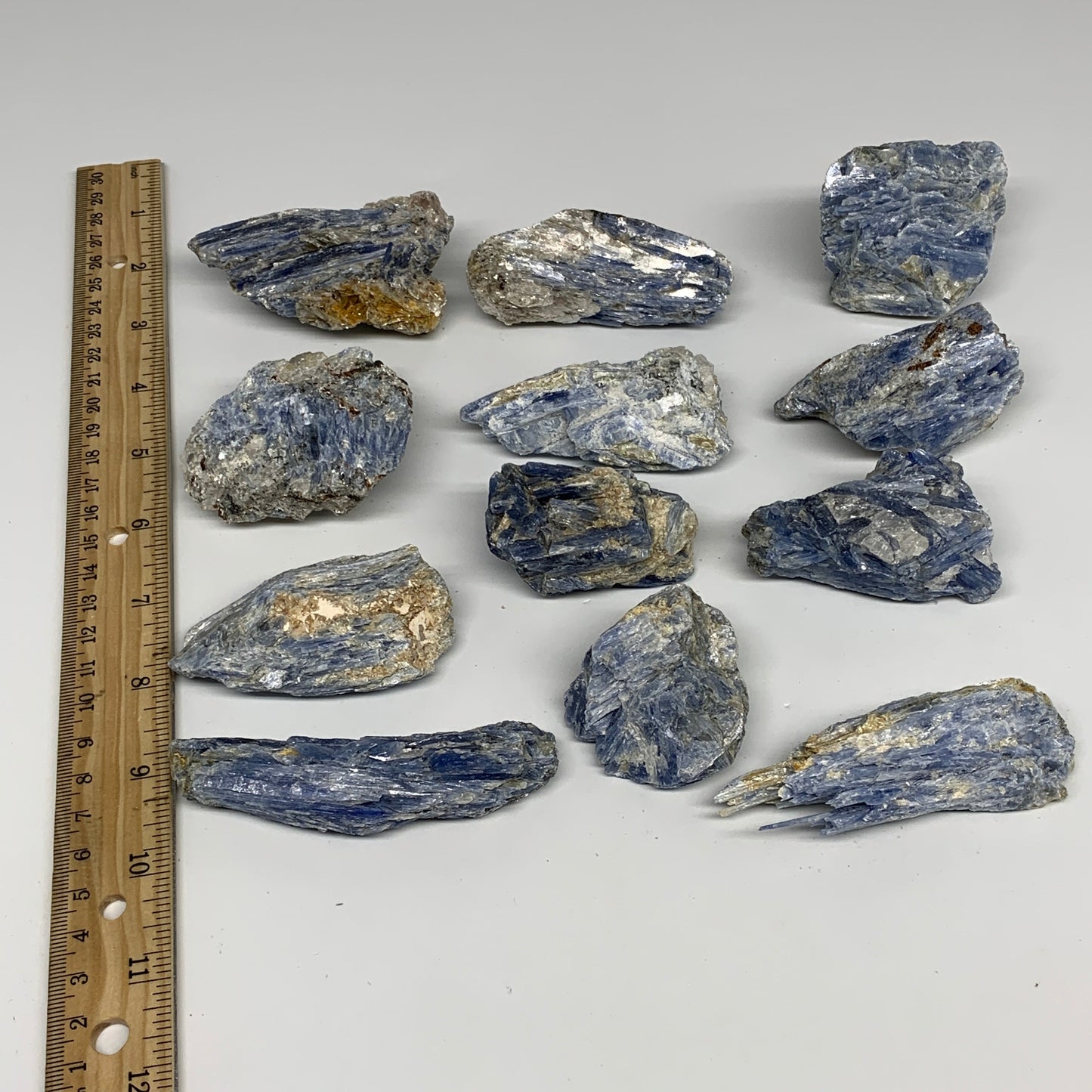 2.2 lbs, 1.7"-3.5", 12pcs, Rough Raw Blue Kyanite Minerals Specimens,B28795