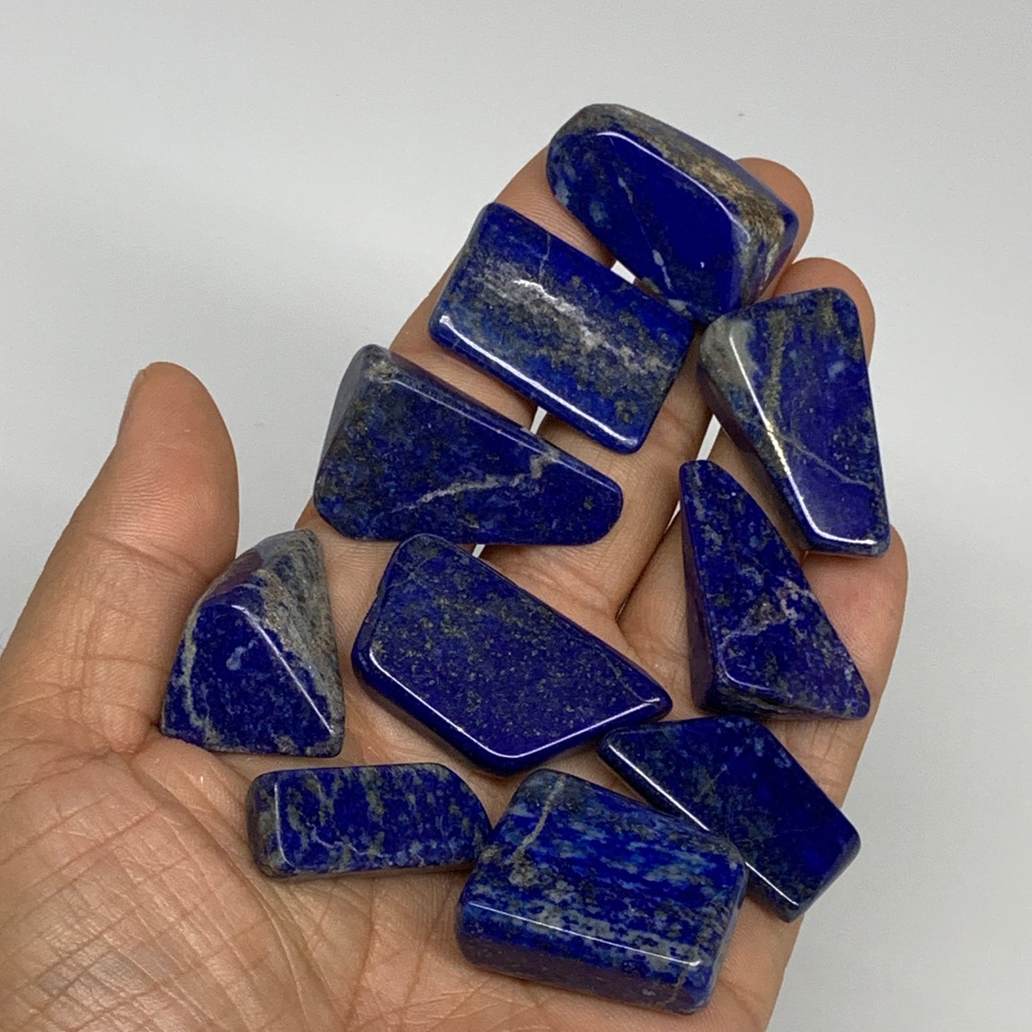 114g,1.1"-1.5", 10pcs, Natural Lapis Lazuli Tumbled Stone @Afghanistan, B30274