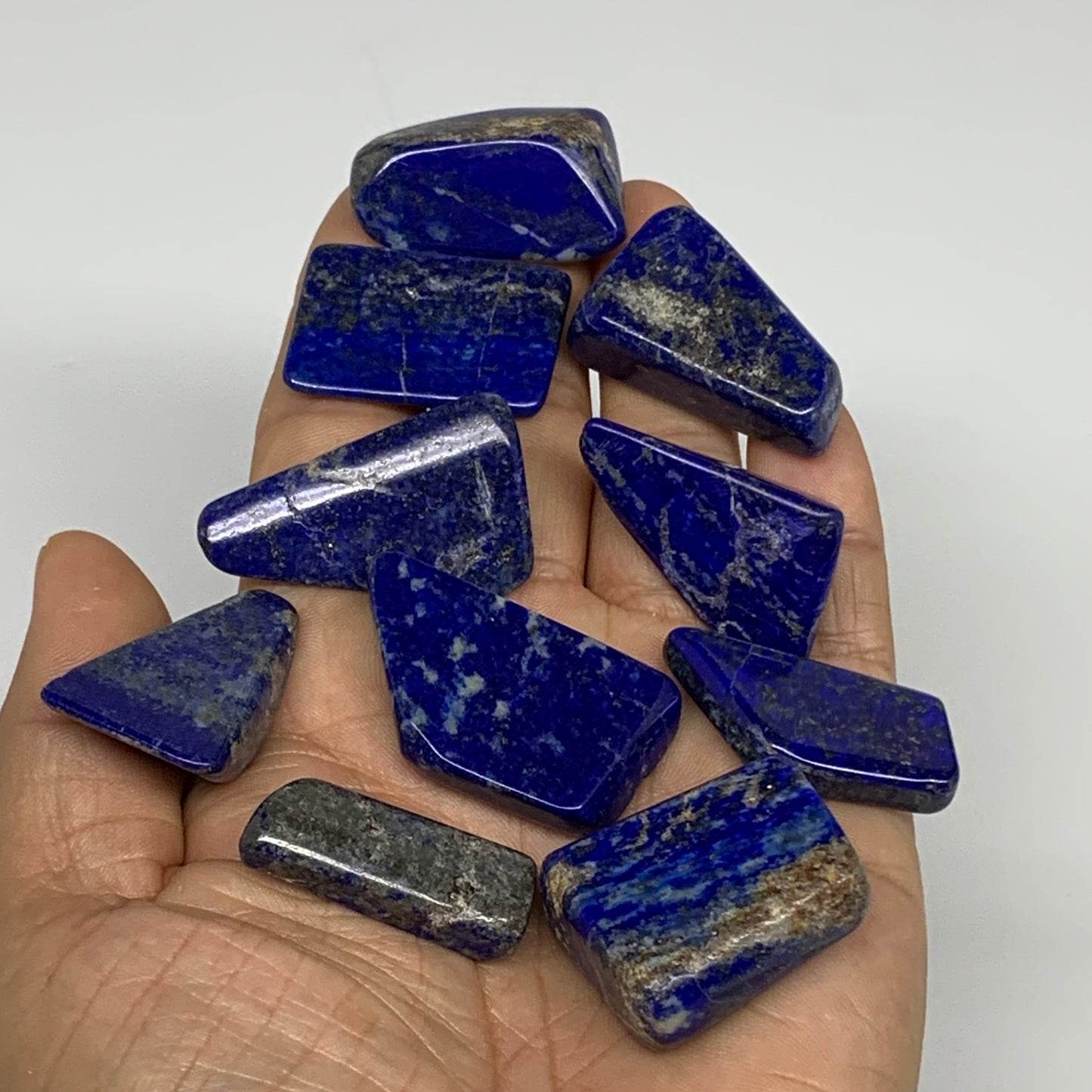 114g,1.1"-1.5", 10pcs, Natural Lapis Lazuli Tumbled Stone @Afghanistan, B30274