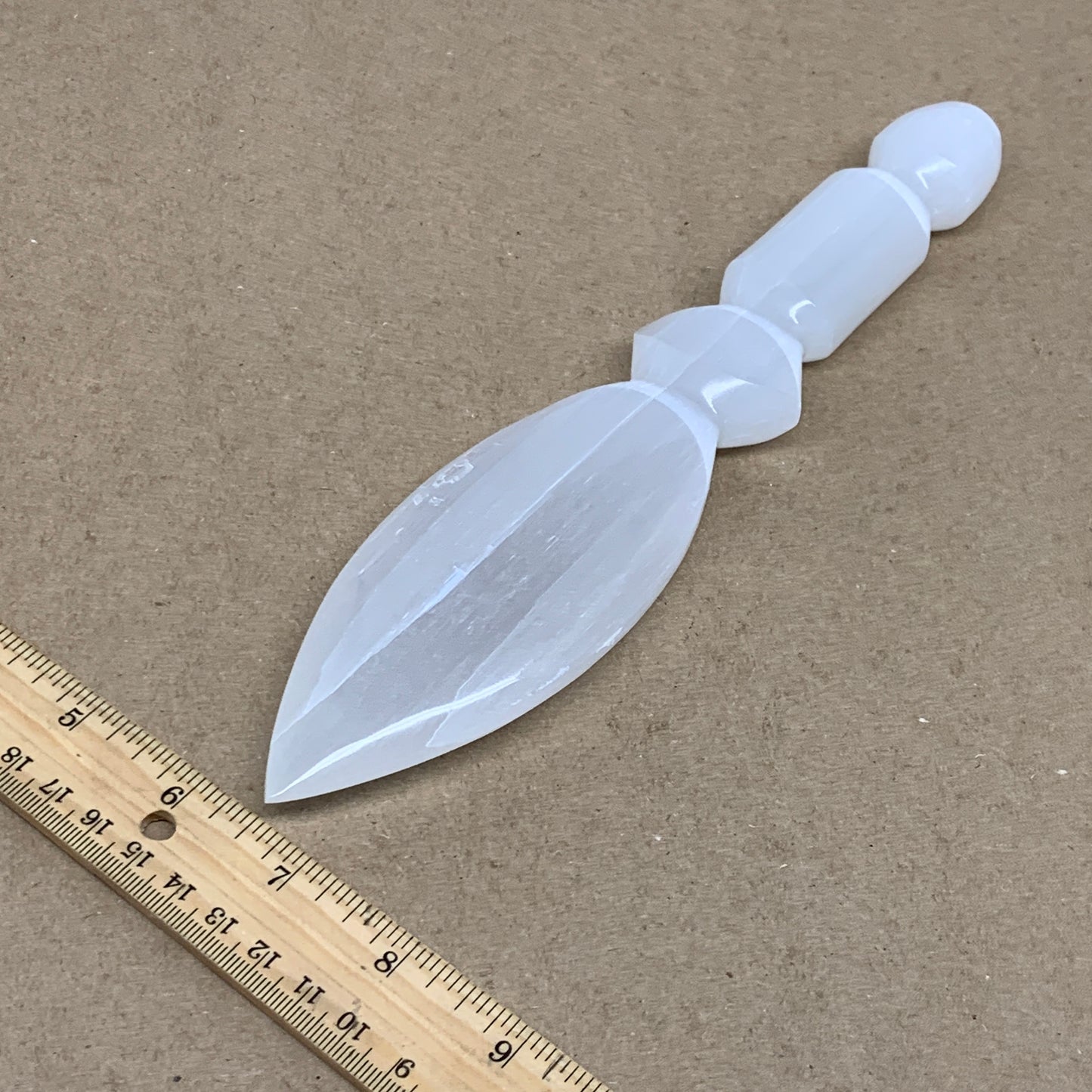0.69 lbs, 9.75"x2"x0.9", Natural Selenite Crystal Dagger (Satin Spar), B36538