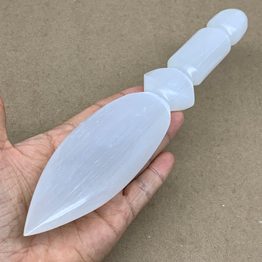 0.58 lbs, 9.75"x1.8"x0.8", Natural Selenite Crystal Dagger (Satin Spar), B36539