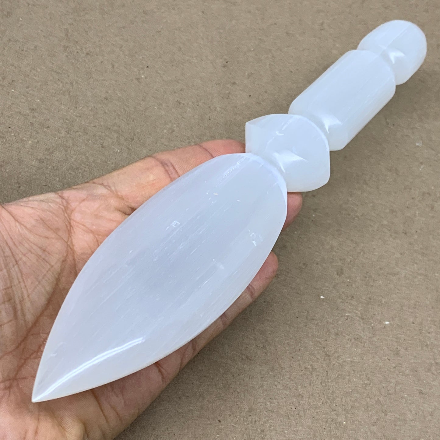 0.58 lbs, 9.75"x1.8"x0.8", Natural Selenite Crystal Dagger (Satin Spar), B36539