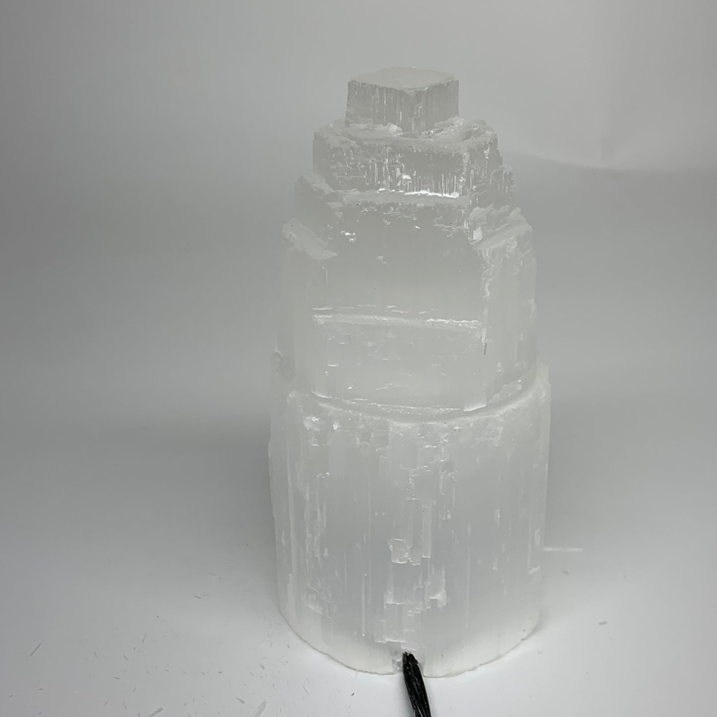 2.1 lbs, 6"x3.2", Raw Rough Selenite (Satin Spar) Lamp Tower, 6ft Chord, B35887
