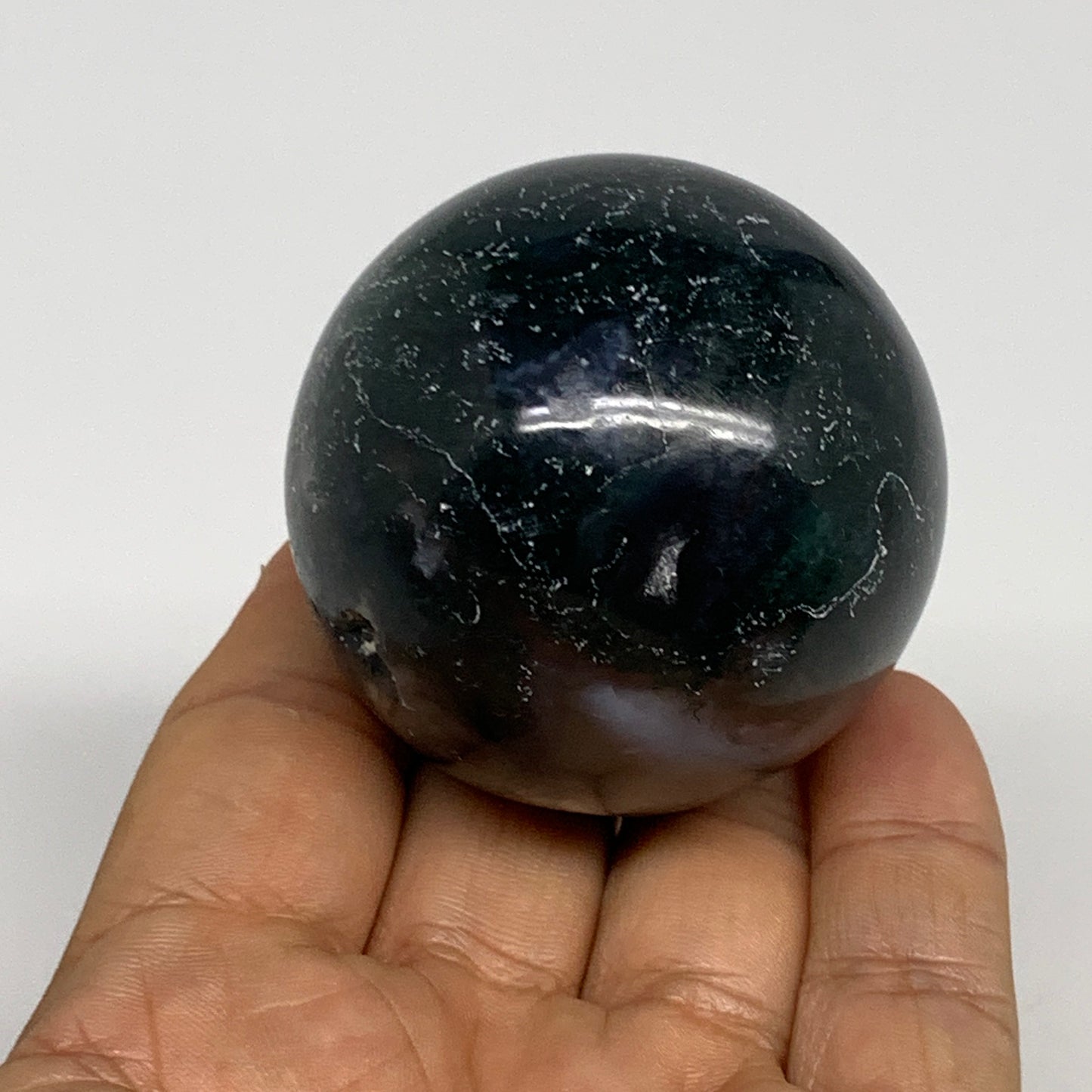 161.7g,2"(50mm), Natural Moss Agate Sphere Ball Gemstone @India,B29424