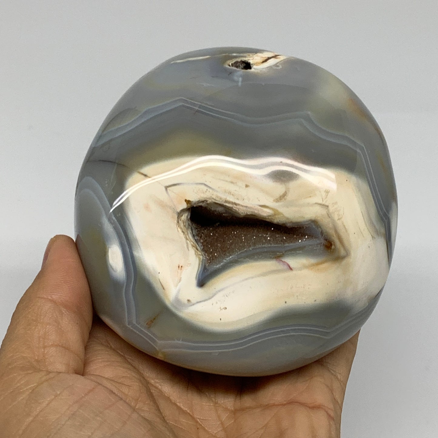 1.59 lbs, 3.8"x3.4"x2.5" Orca Agate Freeform Reiki Energy Crystal, B37474