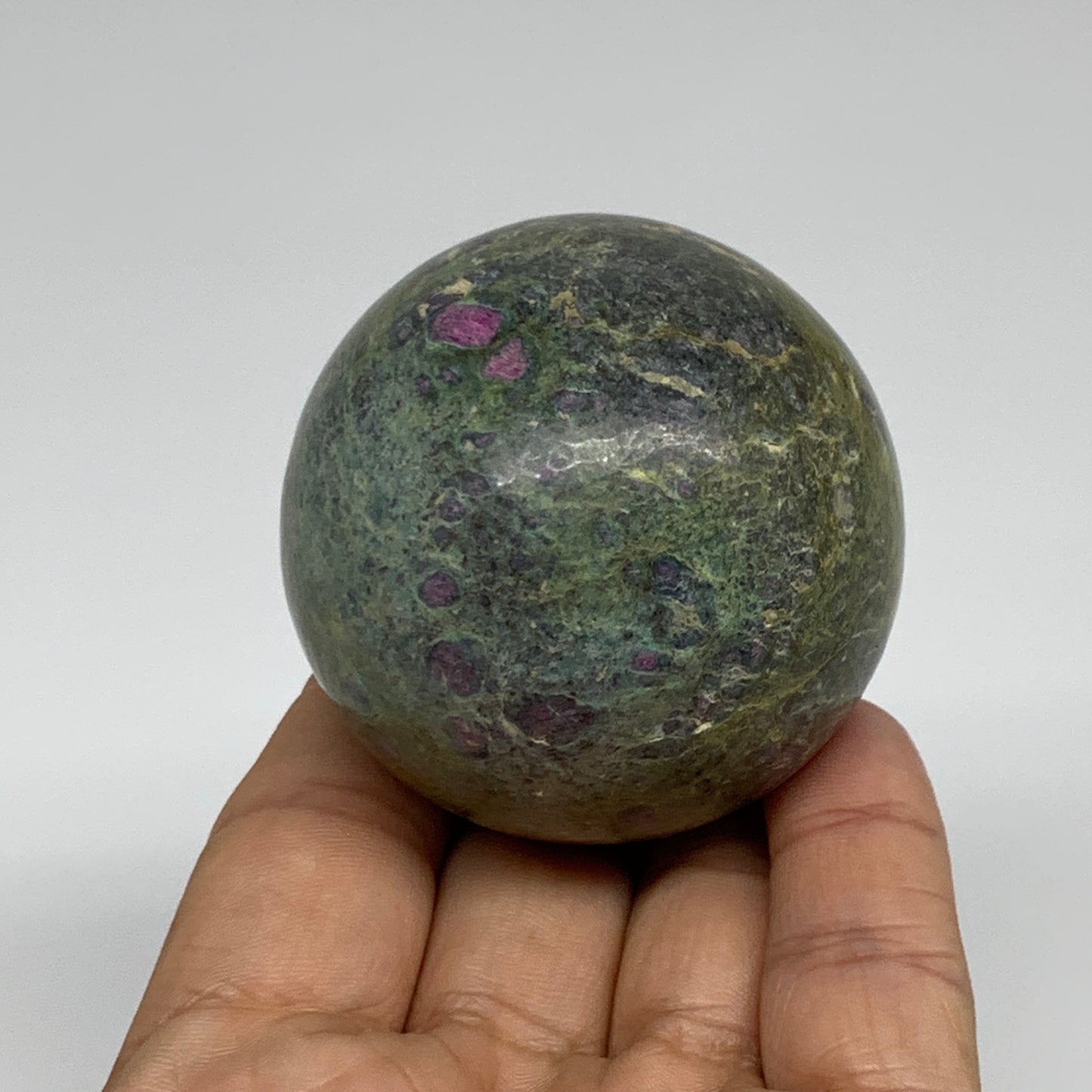 0.56 lbs, 2.1"(52mm), Zoisite with Ruby Sphere Sphere Ball Crystal, B25224