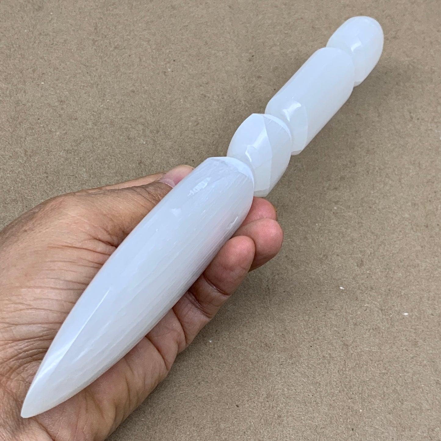 0.58 lbs, 9.75"x1.8"x0.8", Natural Selenite Crystal Dagger (Satin Spar), B36539