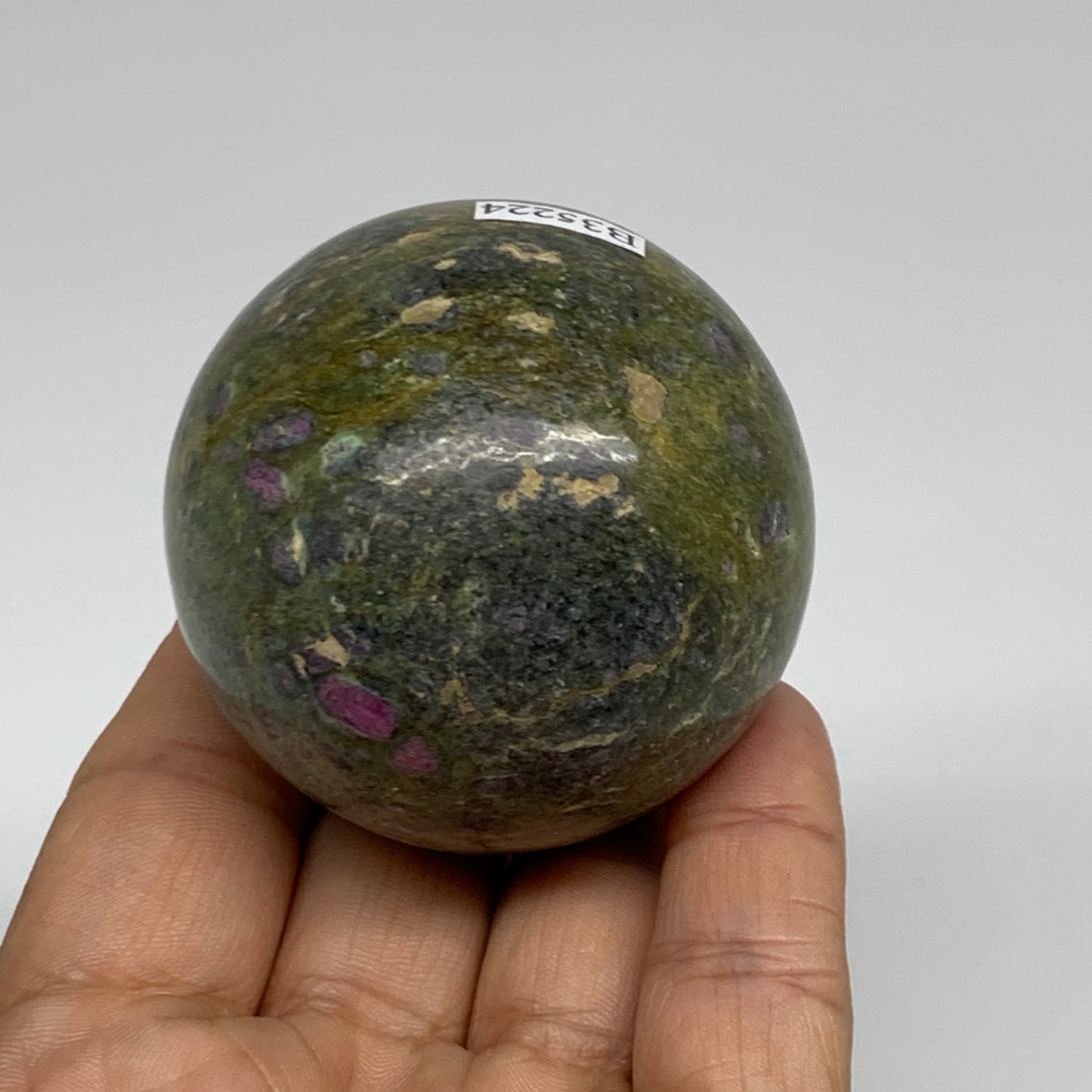 0.56 lbs, 2.1"(52mm), Zoisite with Ruby Sphere Sphere Ball Crystal, B25224