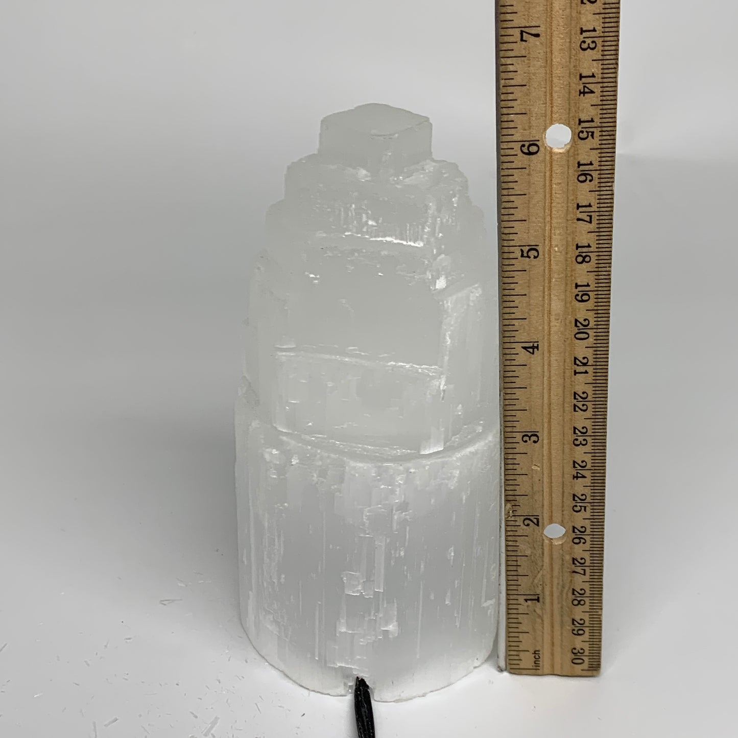 2.1 lbs, 6"x3.2", Raw Rough Selenite (Satin Spar) Lamp Tower, 6ft Chord, B35887