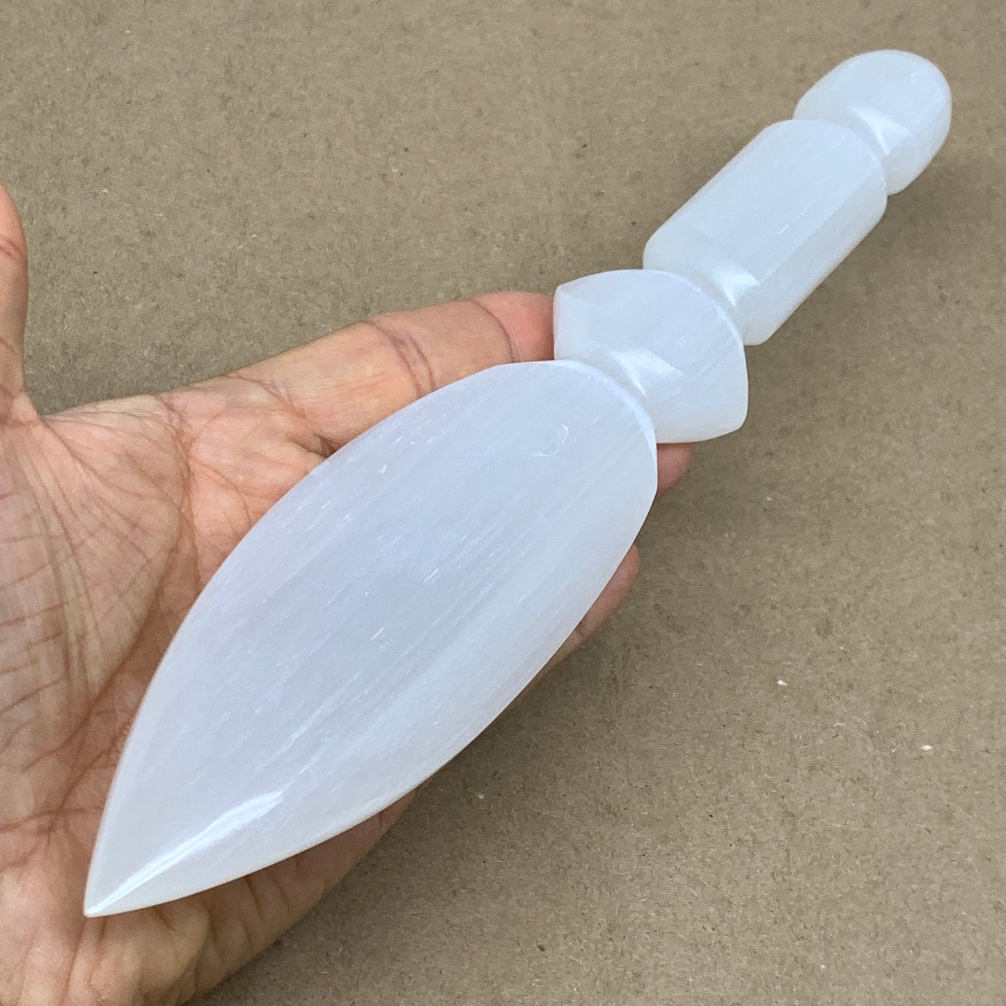 0.58 lbs, 9.75"x1.8"x0.8", Natural Selenite Crystal Dagger (Satin Spar), B36539