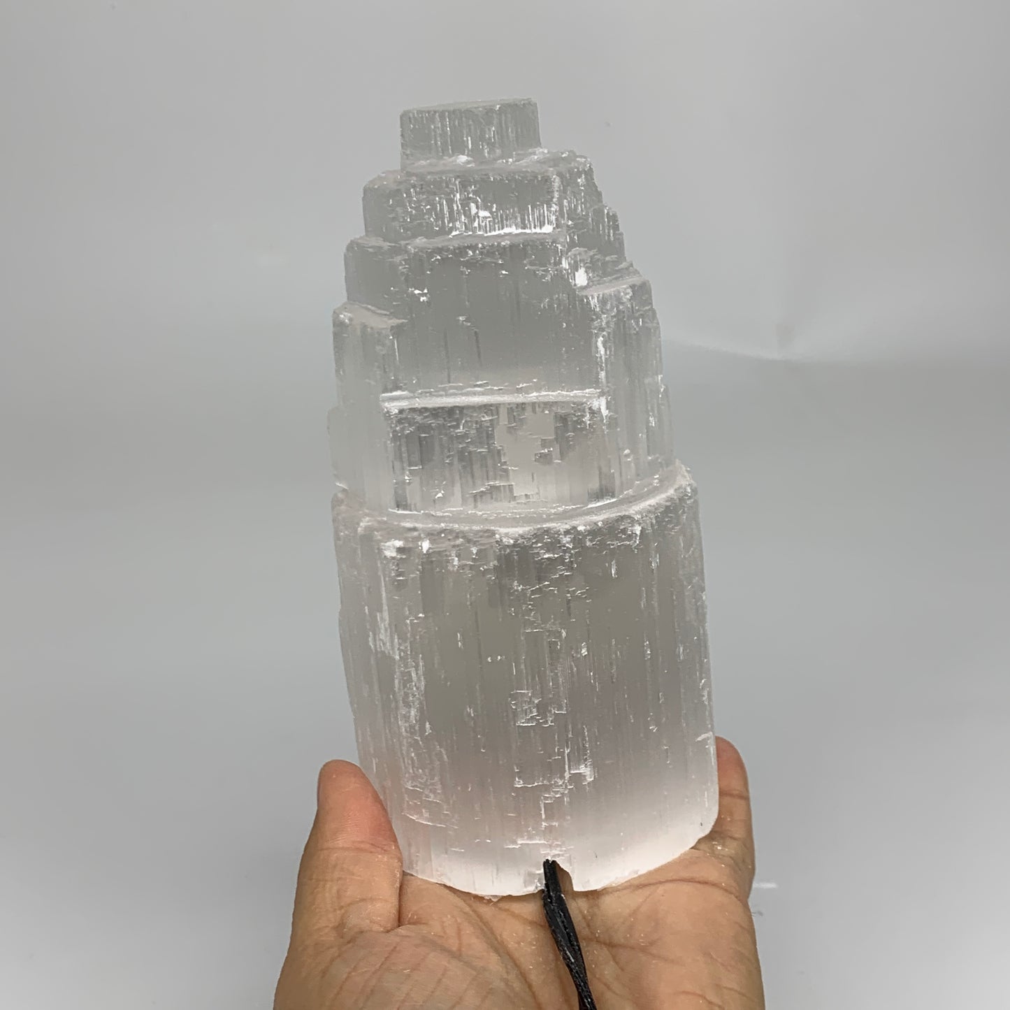 2.1 lbs, 6"x3.2", Raw Rough Selenite (Satin Spar) Lamp Tower, 6ft Chord, B35887