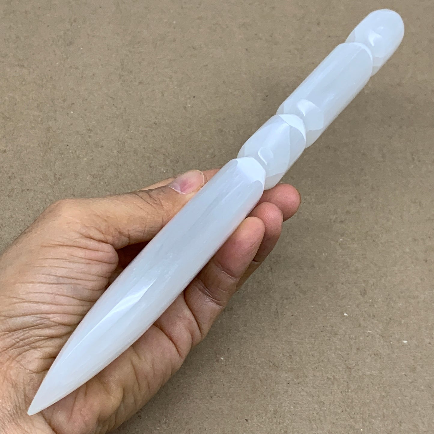 0.58 lbs, 9.75"x1.8"x0.8", Natural Selenite Crystal Dagger (Satin Spar), B36539