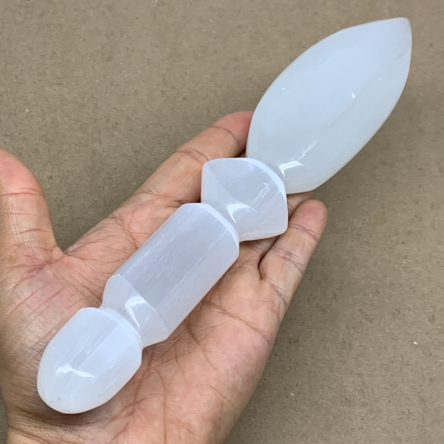 0.58 lbs, 9.75"x1.8"x0.8", Natural Selenite Crystal Dagger (Satin Spar), B36539