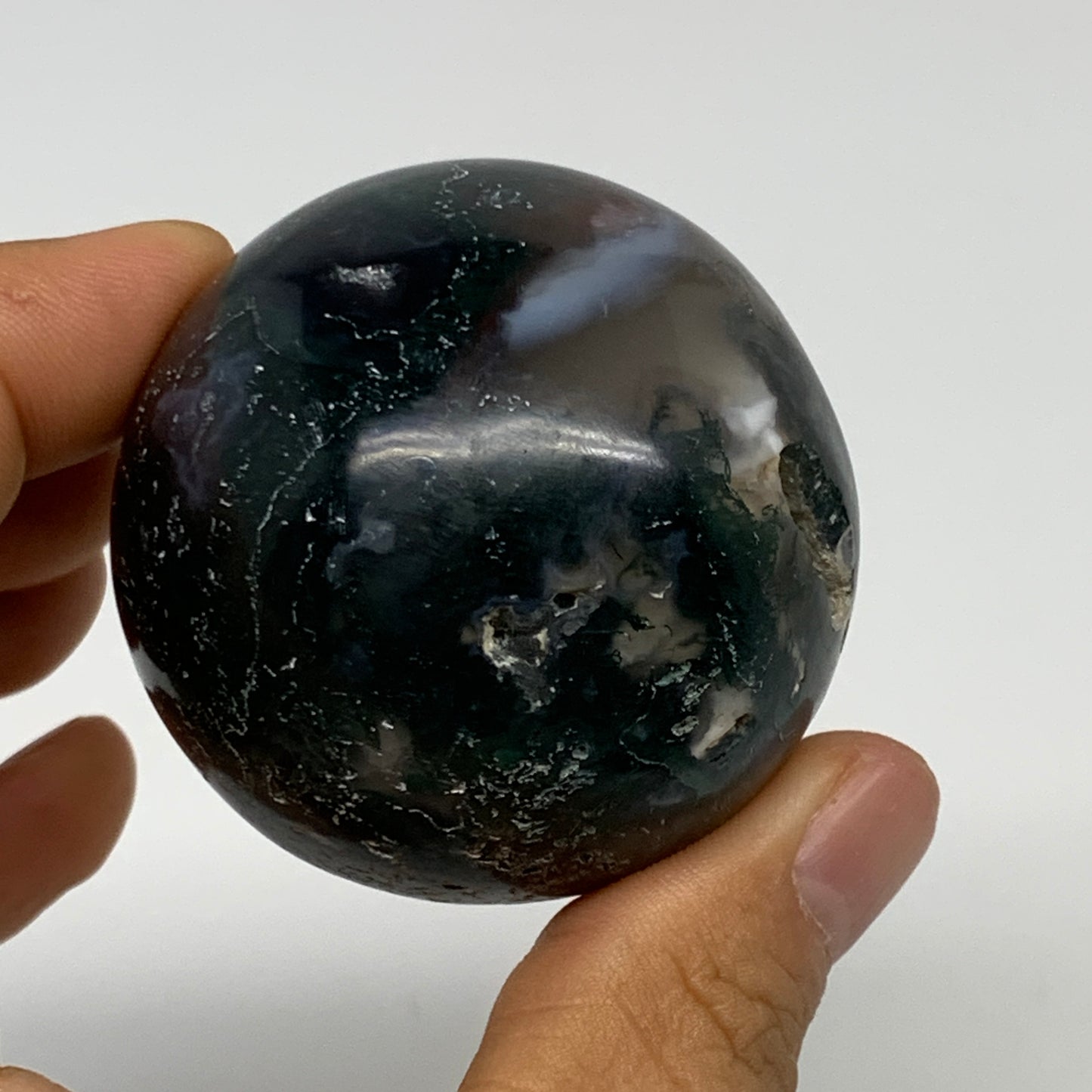 161.7g,2"(50mm), Natural Moss Agate Sphere Ball Gemstone @India,B29424