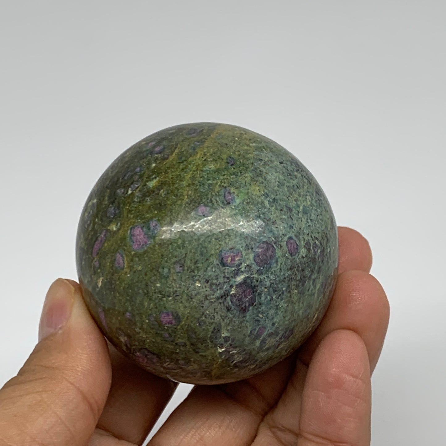 0.56 lbs, 2.1"(52mm), Zoisite with Ruby Sphere Sphere Ball Crystal, B25224