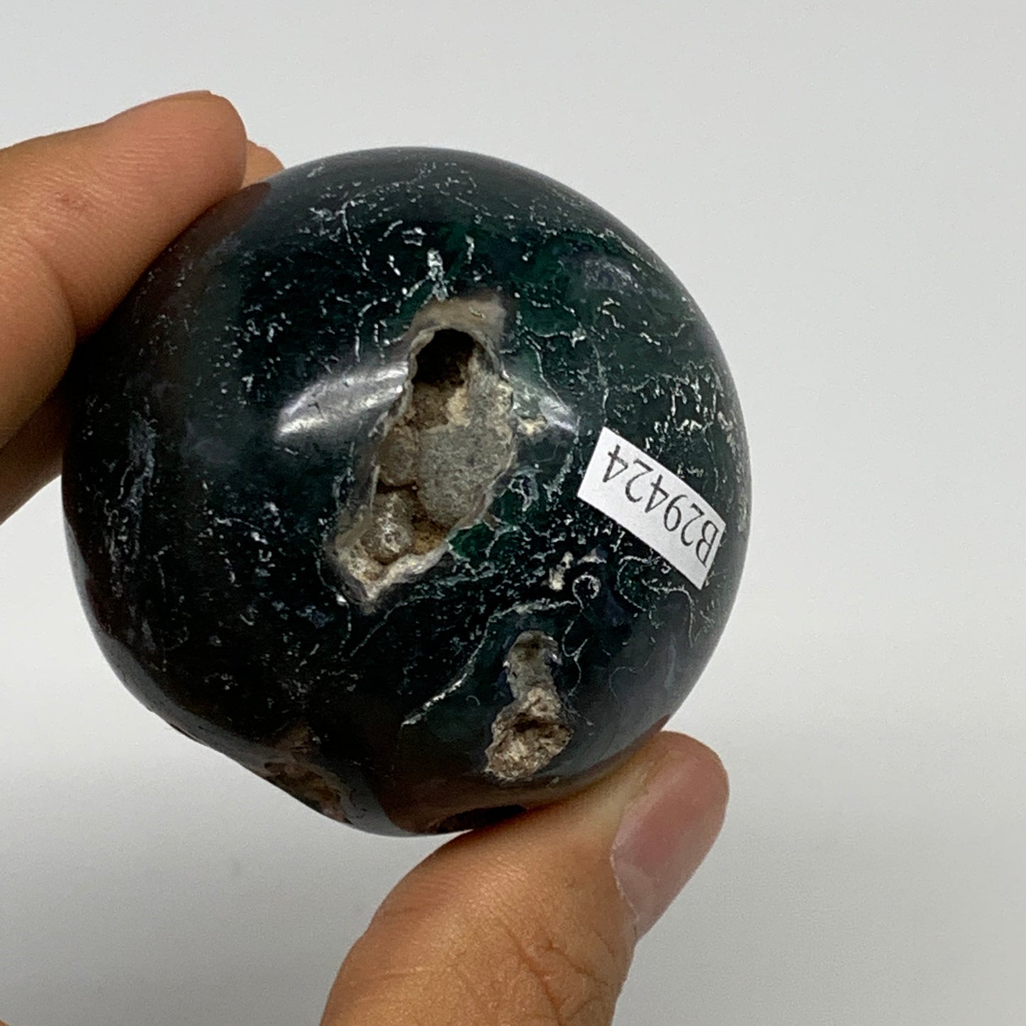 161.7g,2"(50mm), Natural Moss Agate Sphere Ball Gemstone @India,B29424