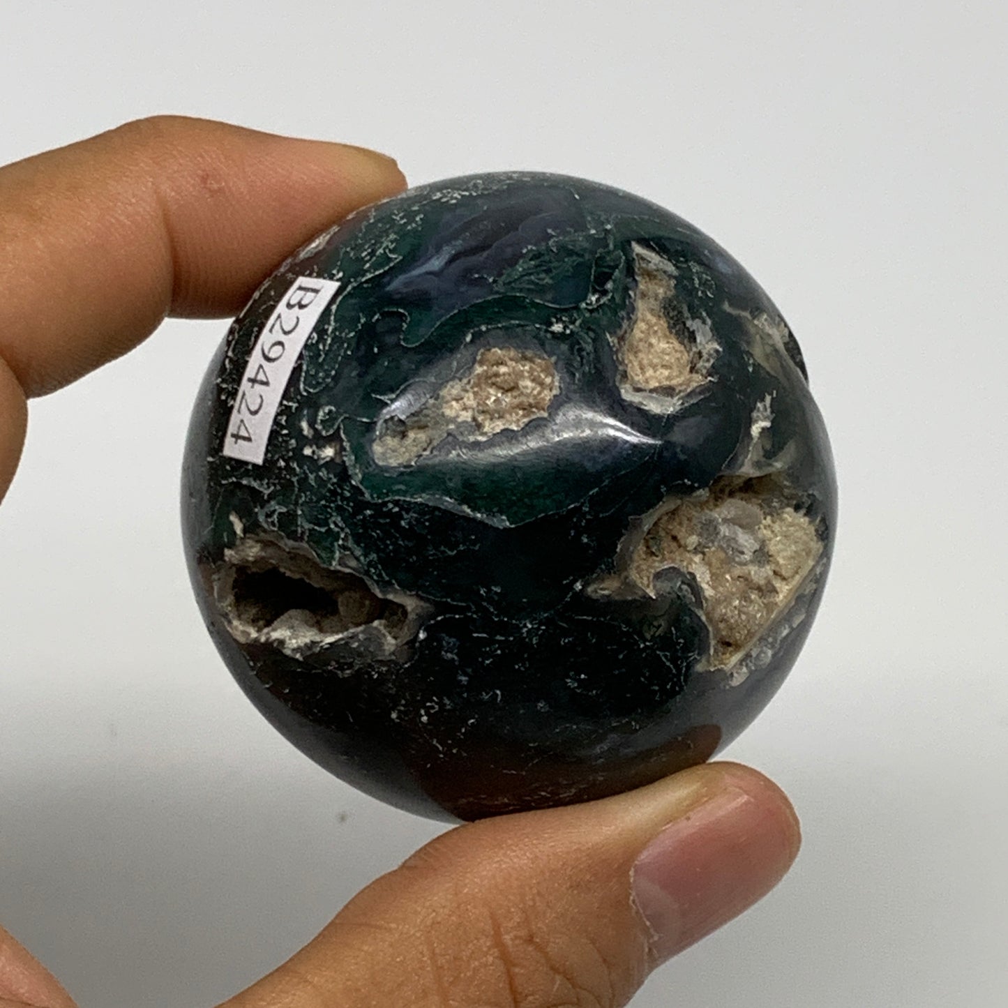 161.7g,2"(50mm), Natural Moss Agate Sphere Ball Gemstone @India,B29424