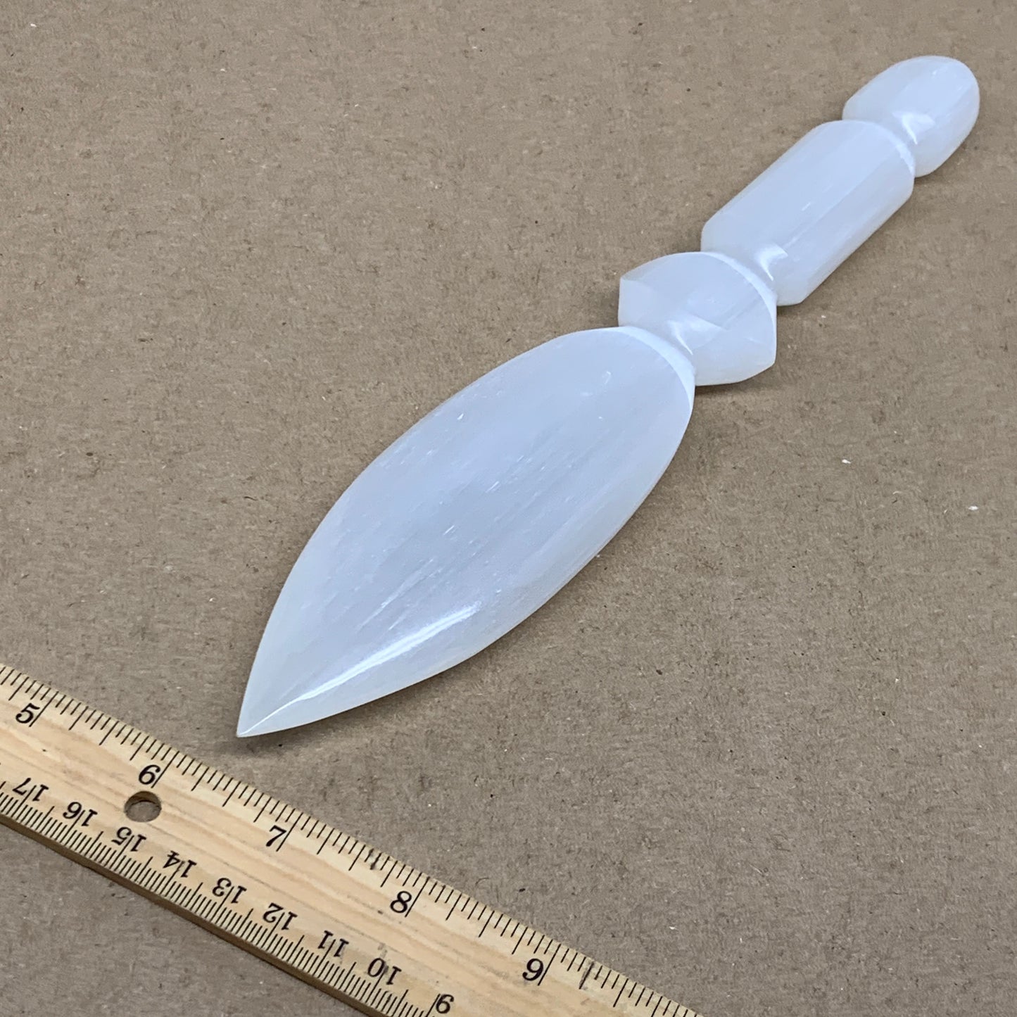 0.58 lbs, 9.75"x1.8"x0.8", Natural Selenite Crystal Dagger (Satin Spar), B36539