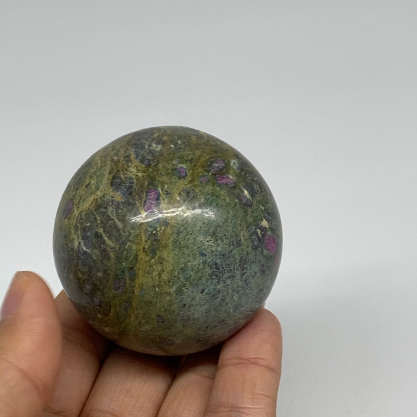 0.56 lbs, 2.1"(52mm), Zoisite with Ruby Sphere Sphere Ball Crystal, B25224