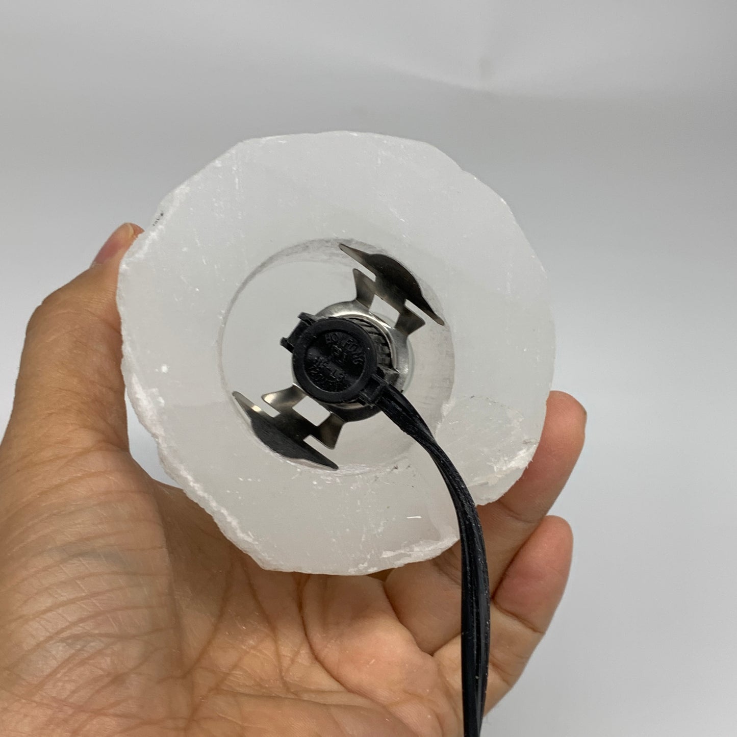 2.1 lbs, 6"x3.2", Raw Rough Selenite (Satin Spar) Lamp Tower, 6ft Chord, B35887