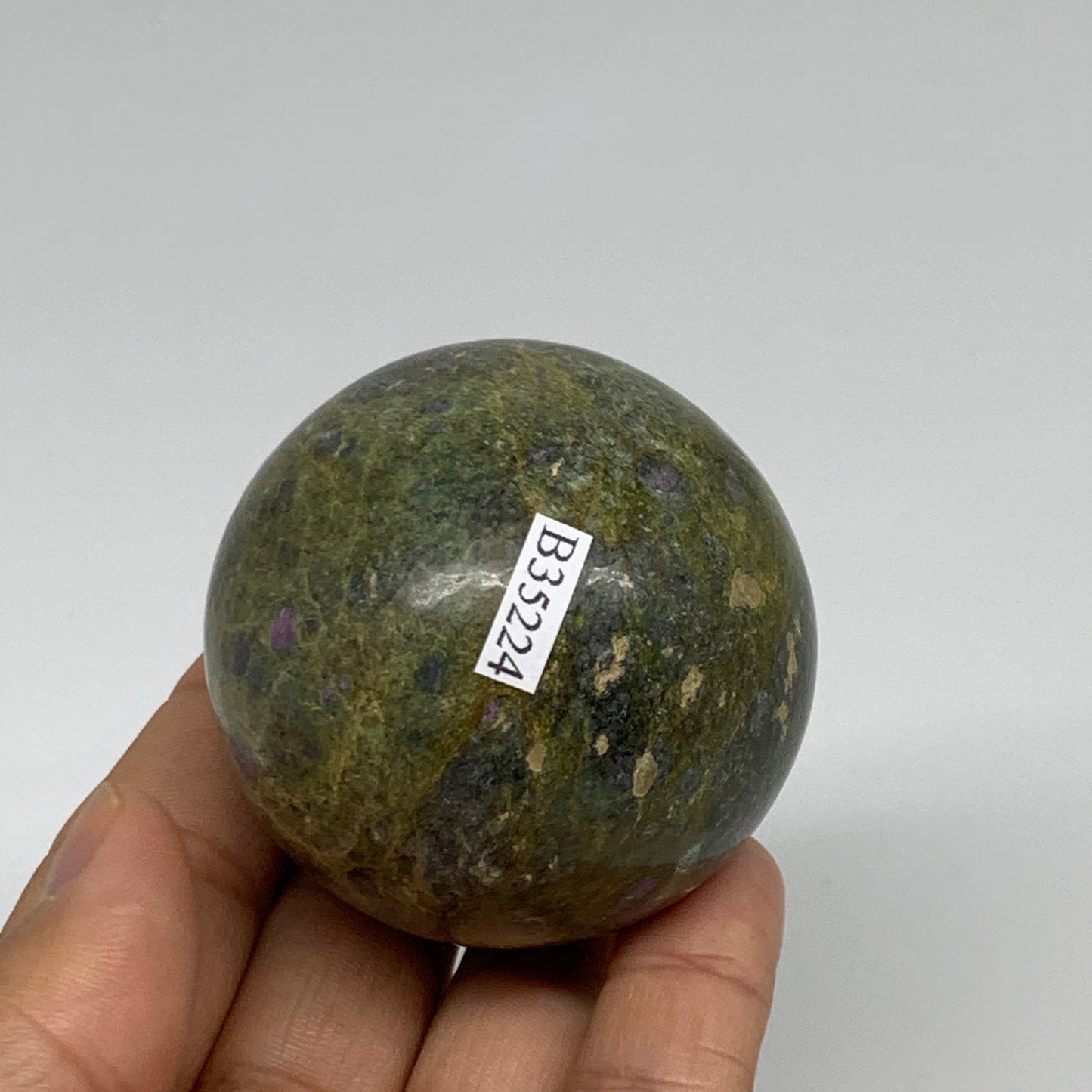 0.56 lbs, 2.1"(52mm), Zoisite with Ruby Sphere Sphere Ball Crystal, B25224
