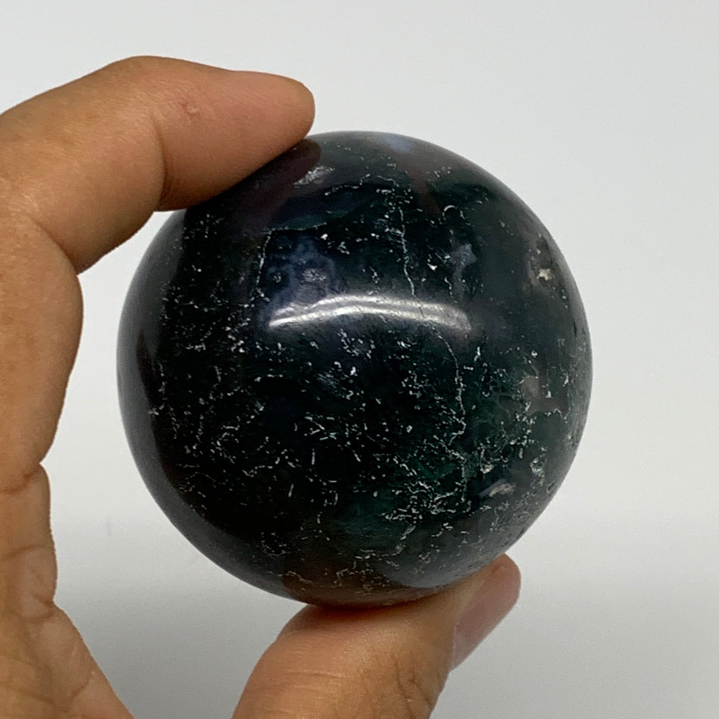 161.7g,2"(50mm), Natural Moss Agate Sphere Ball Gemstone @India,B29424