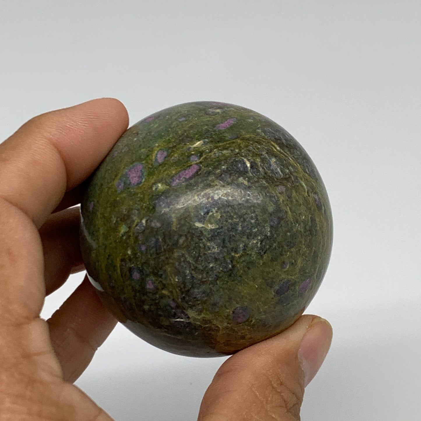 0.56 lbs, 2.1"(52mm), Zoisite with Ruby Sphere Sphere Ball Crystal, B25224