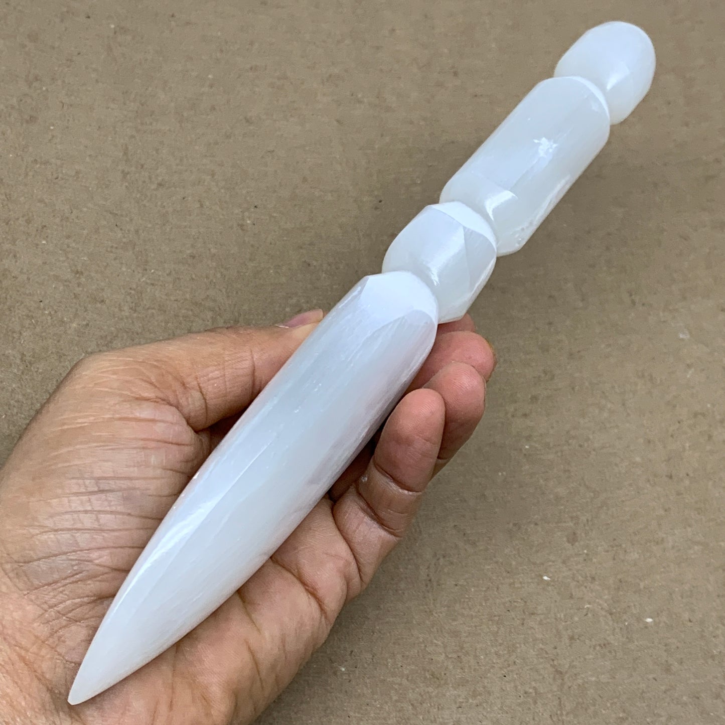 0.62 lbs, 9.6"x2"x0.9", Natural Selenite Crystal Dagger (Satin Spar), B36540