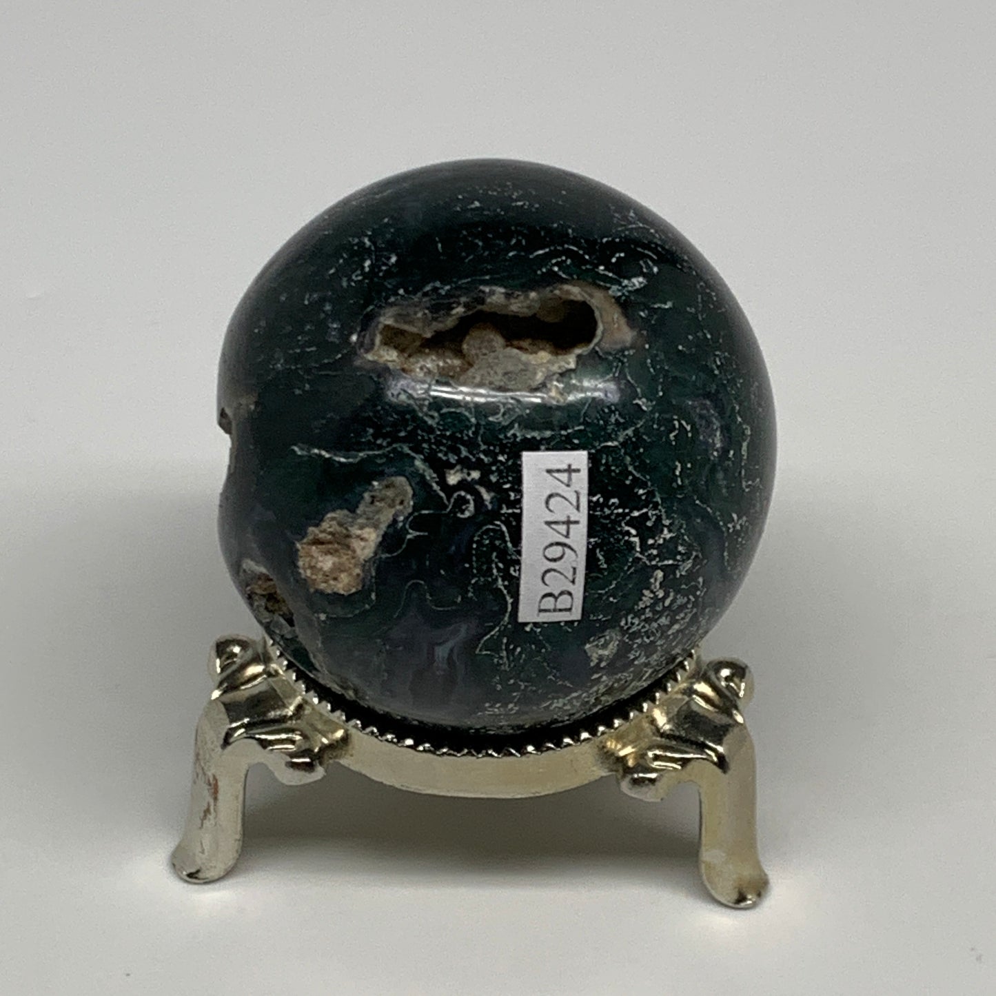 161.7g,2"(50mm), Natural Moss Agate Sphere Ball Gemstone @India,B29424