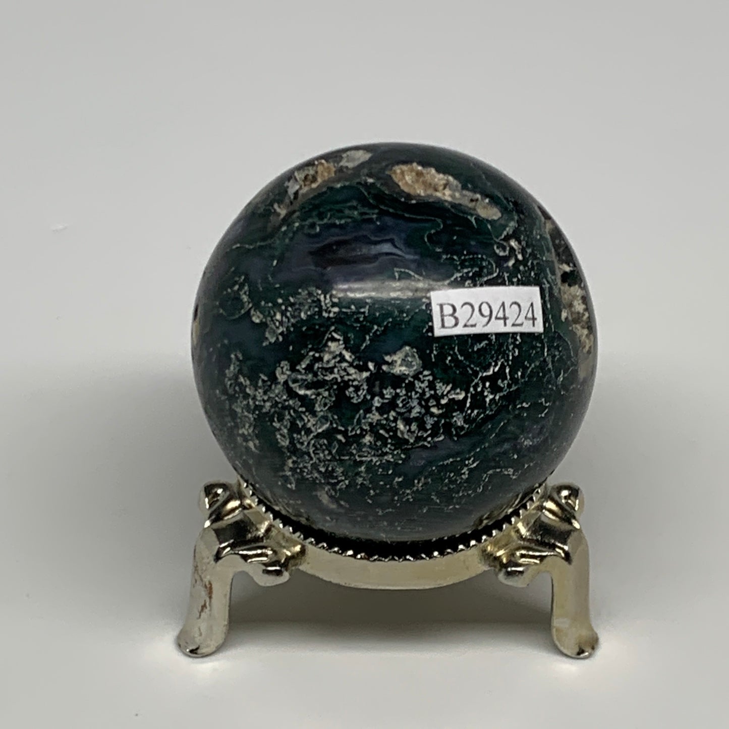 161.7g,2"(50mm), Natural Moss Agate Sphere Ball Gemstone @India,B29424