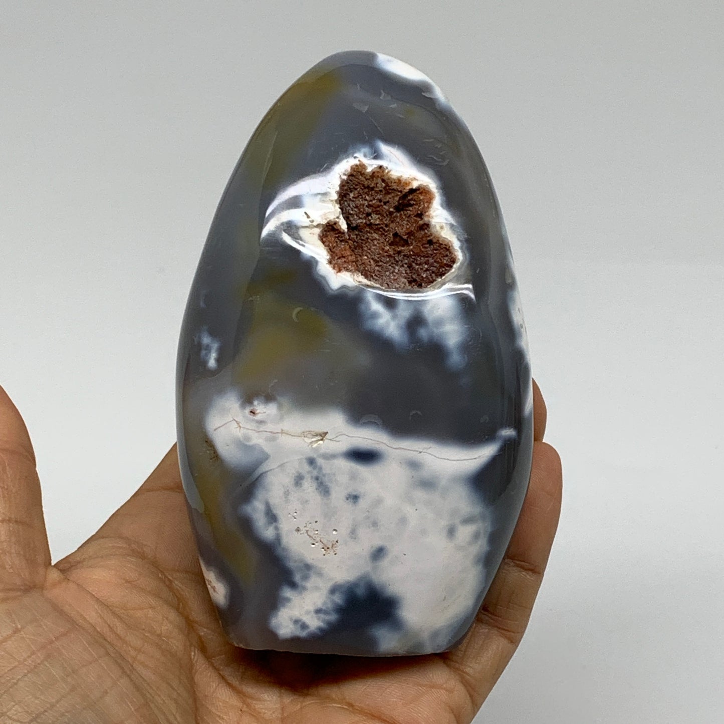 0.92 lbs, 4.1"x2.4"x2" Orca Agate Freeform Reiki Energy Crystal, B37475