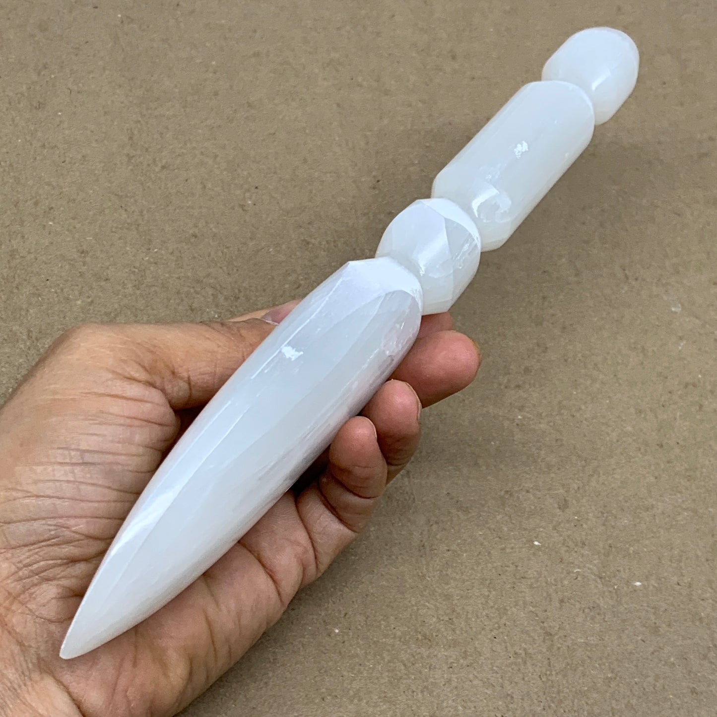 0.62 lbs, 9.6"x2"x0.9", Natural Selenite Crystal Dagger (Satin Spar), B36540