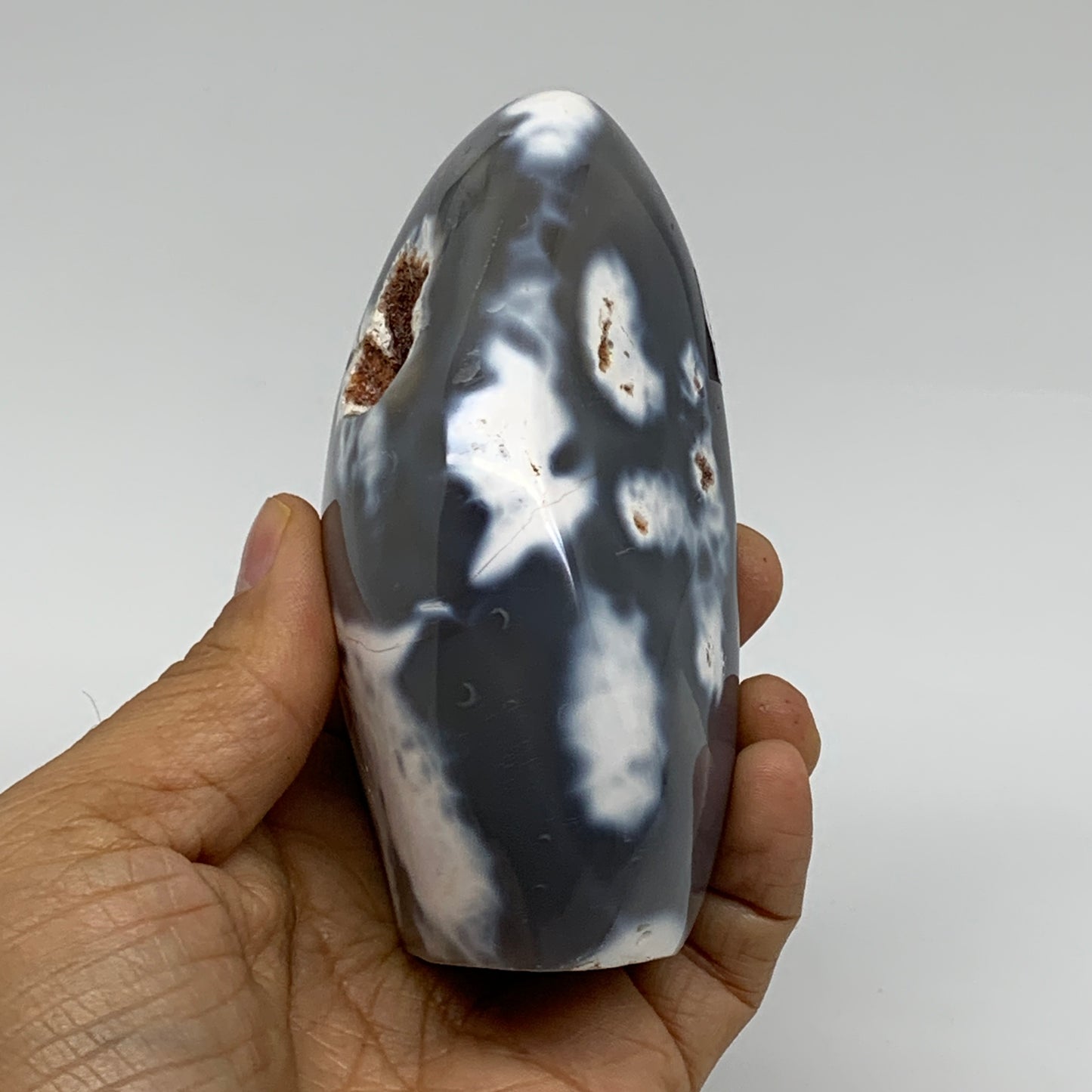 0.92 lbs, 4.1"x2.4"x2" Orca Agate Freeform Reiki Energy Crystal, B37475