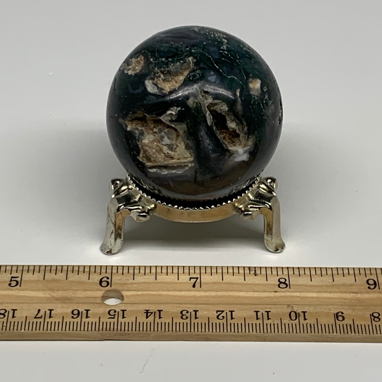 161.7g,2"(50mm), Natural Moss Agate Sphere Ball Gemstone @India,B29424