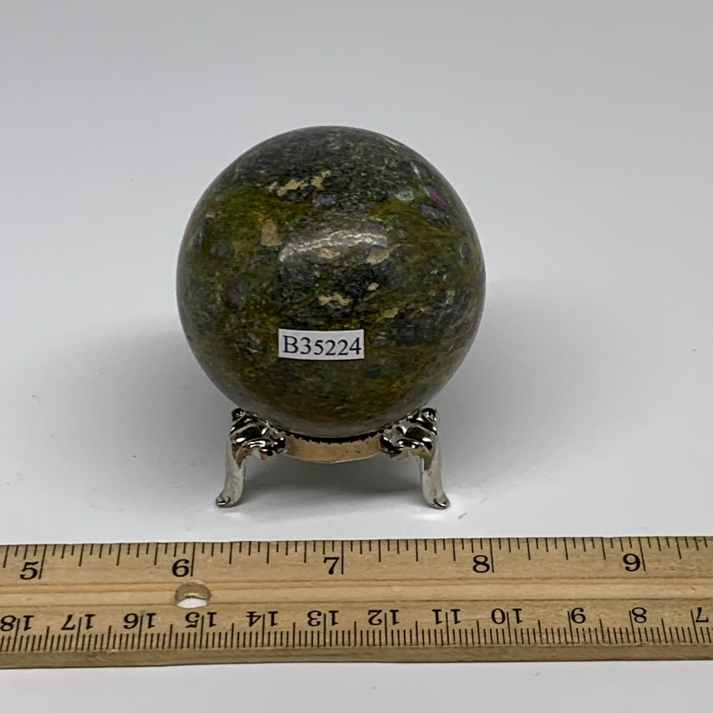 0.56 lbs, 2.1"(52mm), Zoisite with Ruby Sphere Sphere Ball Crystal, B25224