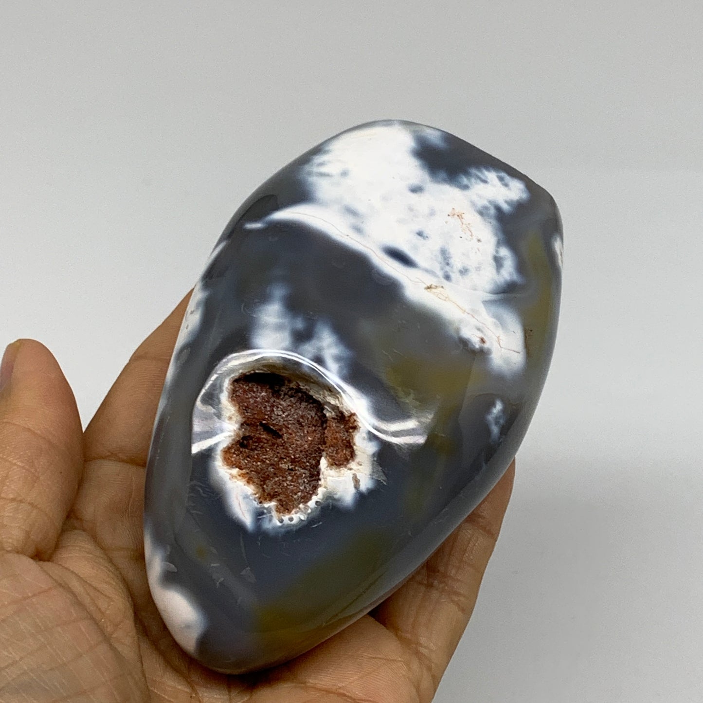 0.92 lbs, 4.1"x2.4"x2" Orca Agate Freeform Reiki Energy Crystal, B37475