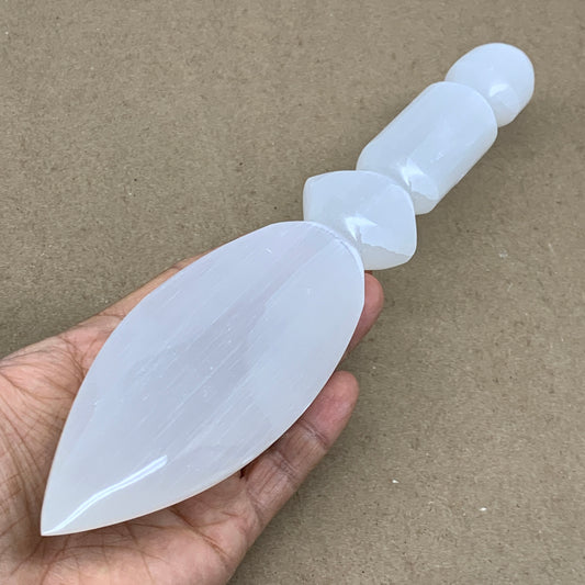 0.67 lbs, 9.75"x2"x0.9", Natural Selenite Crystal Dagger (Satin Spar), B36541