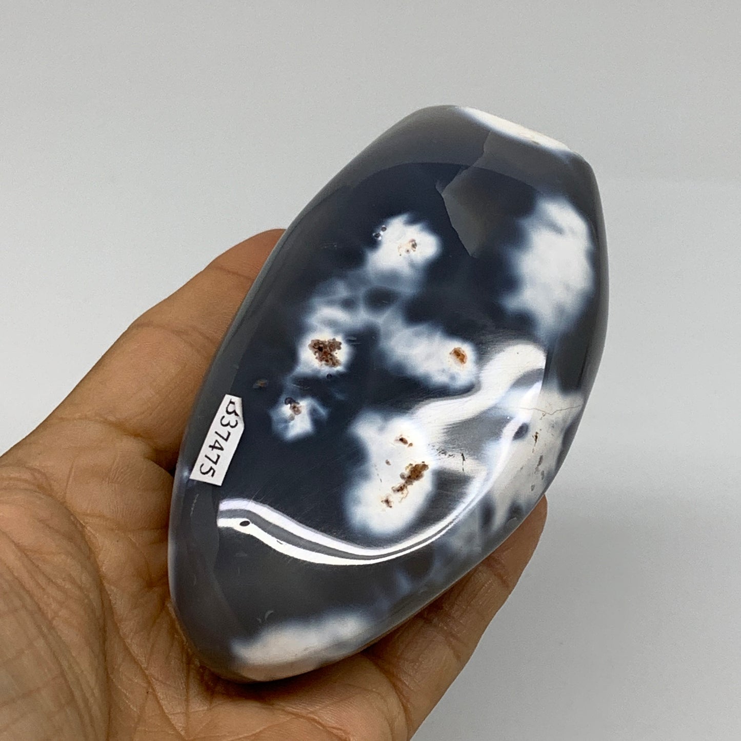 0.92 lbs, 4.1"x2.4"x2" Orca Agate Freeform Reiki Energy Crystal, B37475