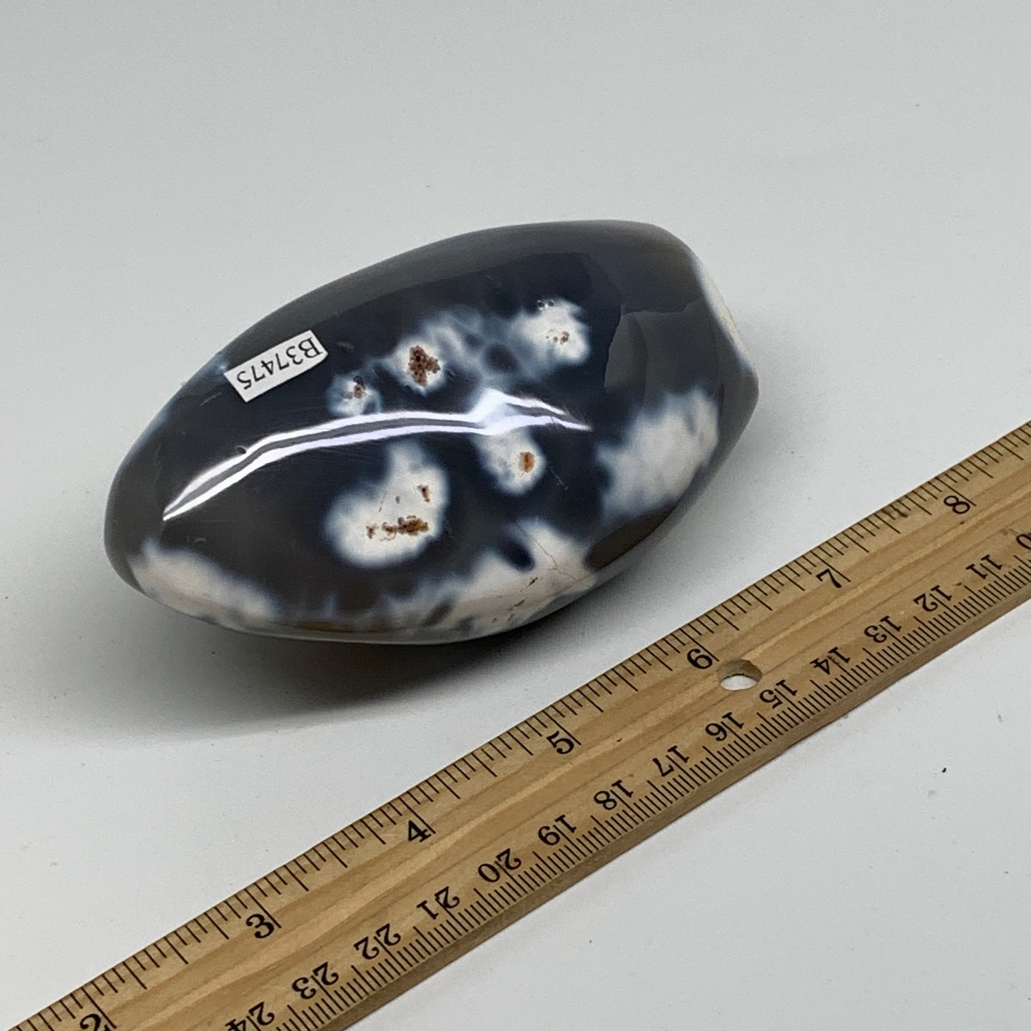 0.92 lbs, 4.1"x2.4"x2" Orca Agate Freeform Reiki Energy Crystal, B37475