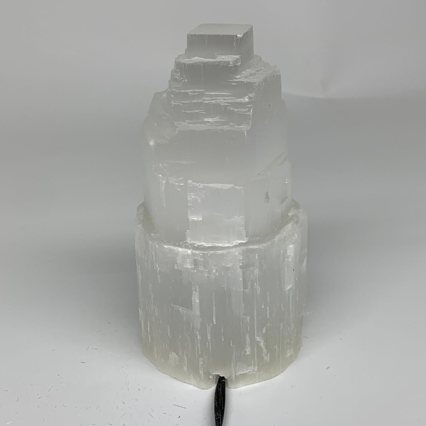 2.3 lbs, 6"x3.2", Raw Rough Selenite (Satin Spar) Lamp Tower, 6ft Chord, B35889