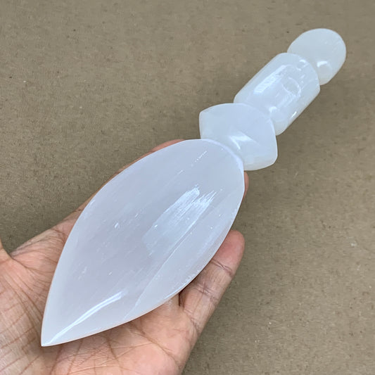 0.68 lbs, 9.75"x2"x0.9", Natural Selenite Crystal Dagger (Satin Spar), B36542