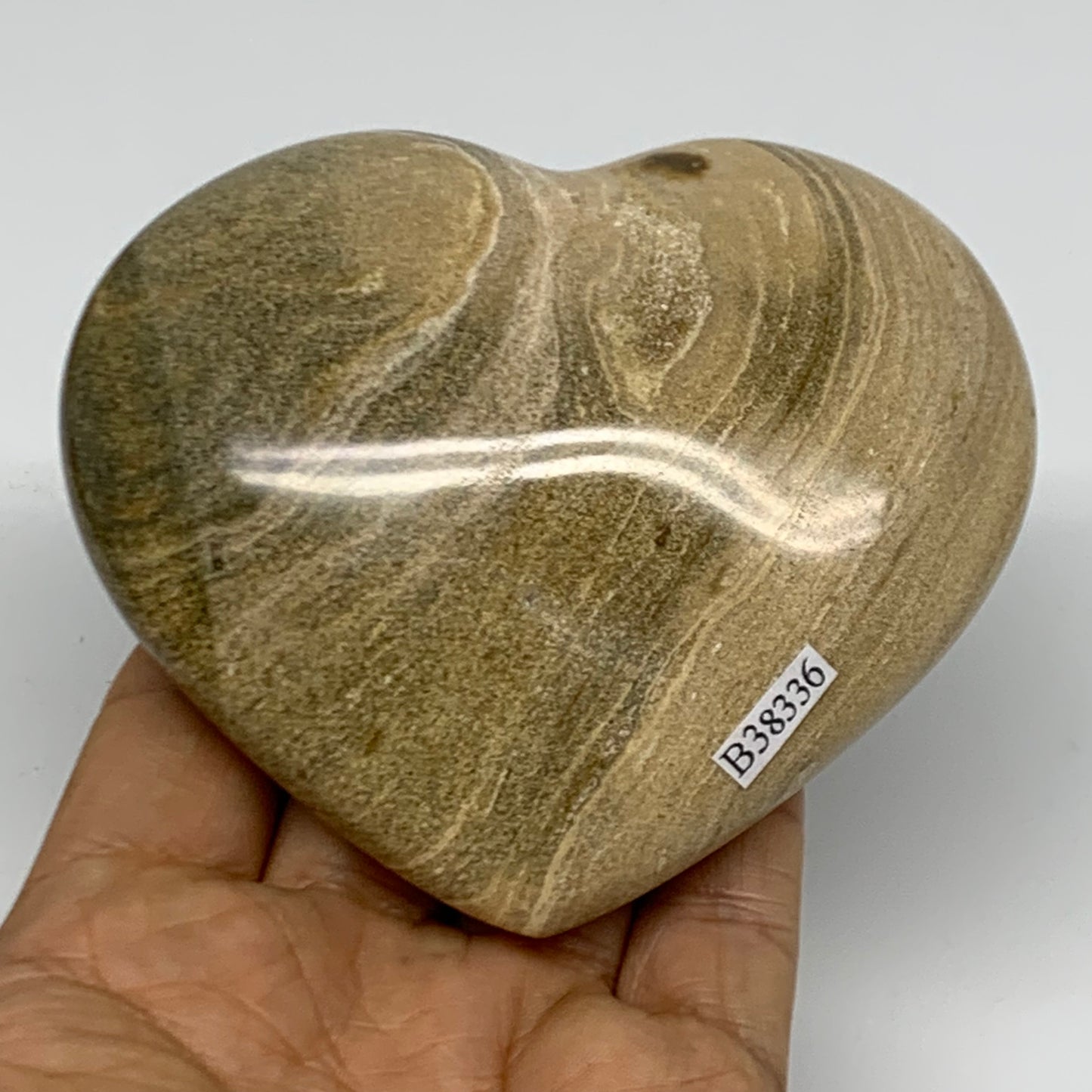 0.77 lbs, 3.4"x3.8"x1.4" Ocean Jasper Heart Polished Healing Crystal, B38336
