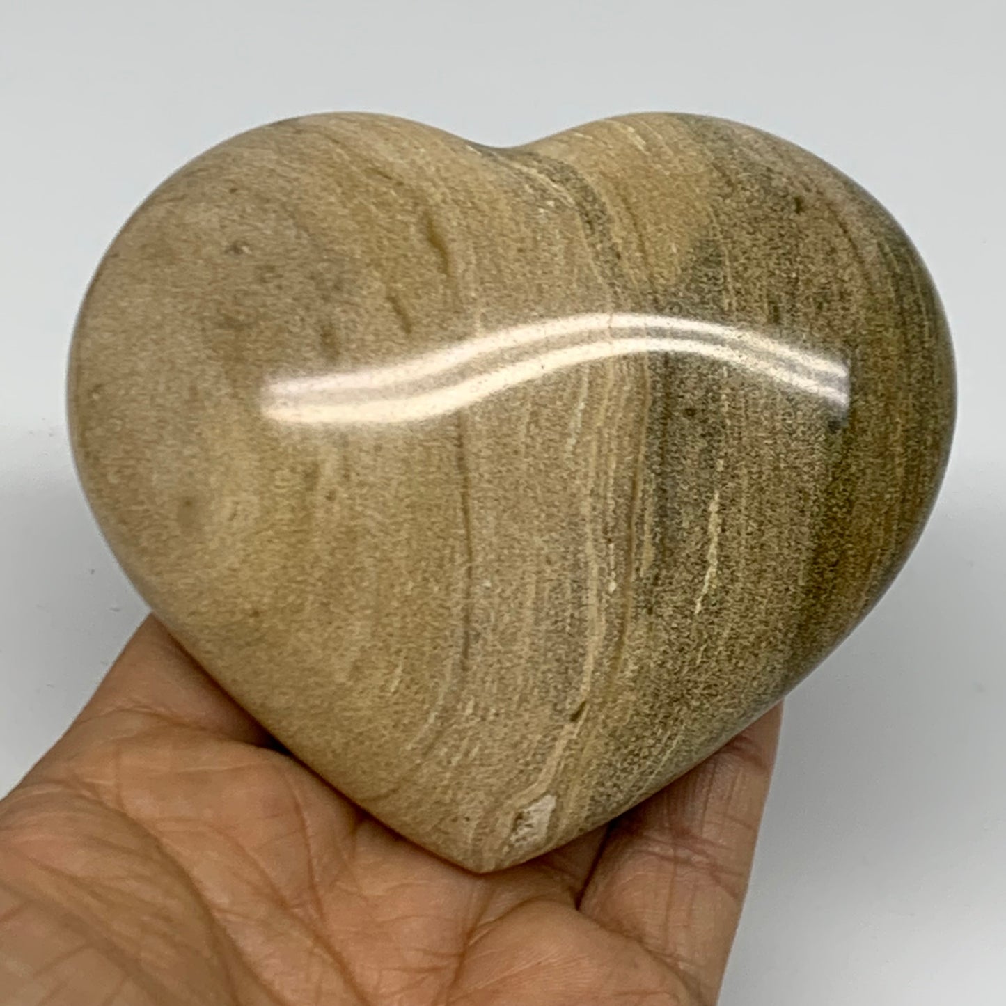 0.77 lbs, 3.4"x3.8"x1.4" Ocean Jasper Heart Polished Healing Crystal, B38336