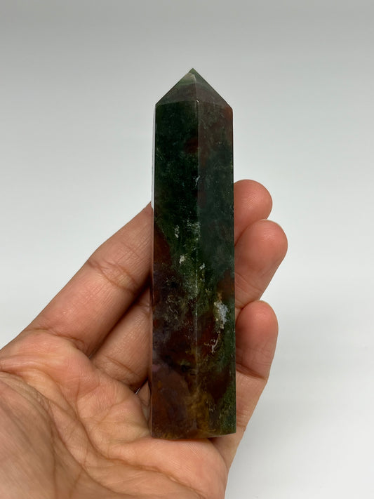 93.9g, 3.8"x0.9"x, Natural Ocean Jasper Tower Point Obelisk @Madagascar, B31448