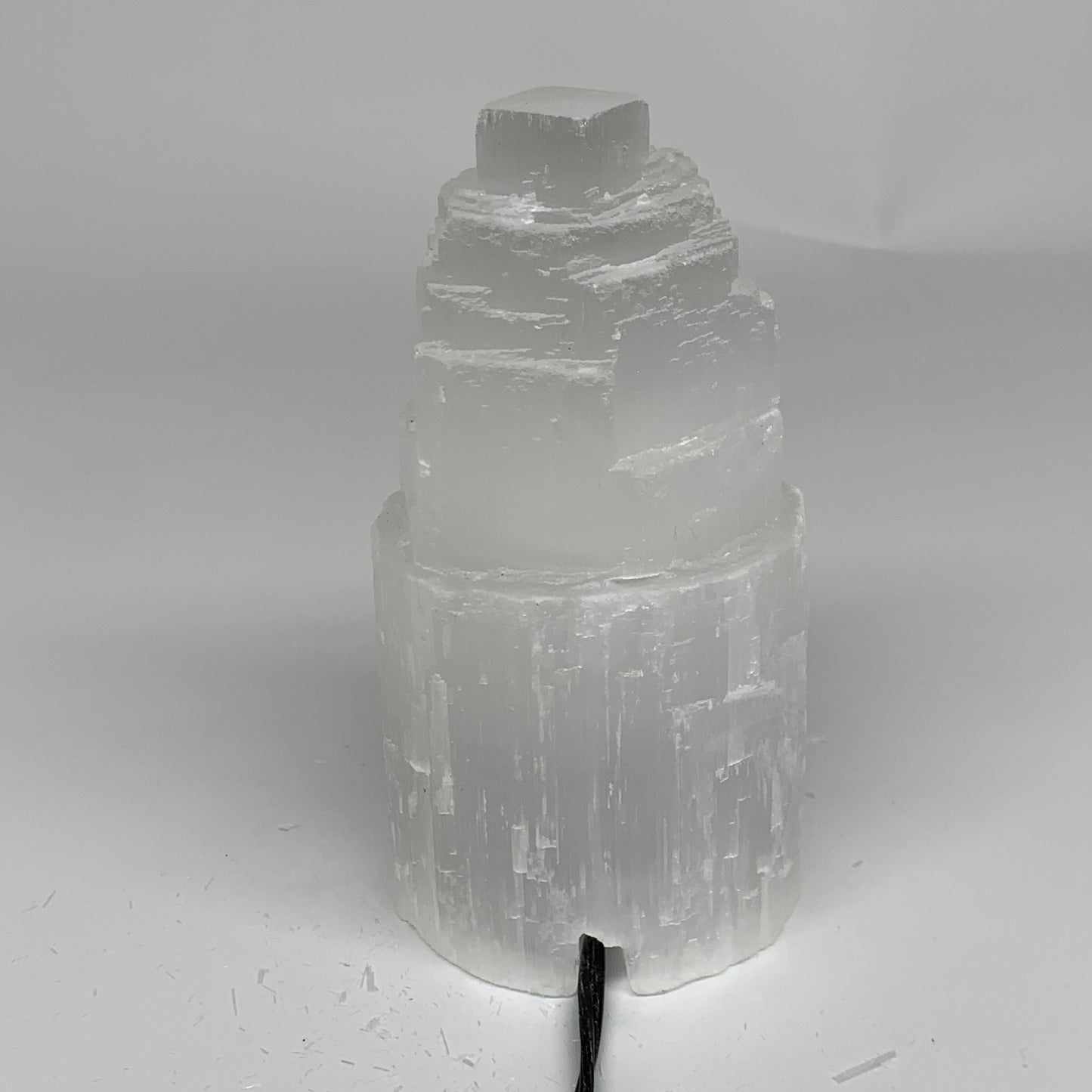 2.3 lbs, 6"x3.1", Raw Rough Selenite (Satin Spar) Lamp Tower, 6ft Chord, B35890