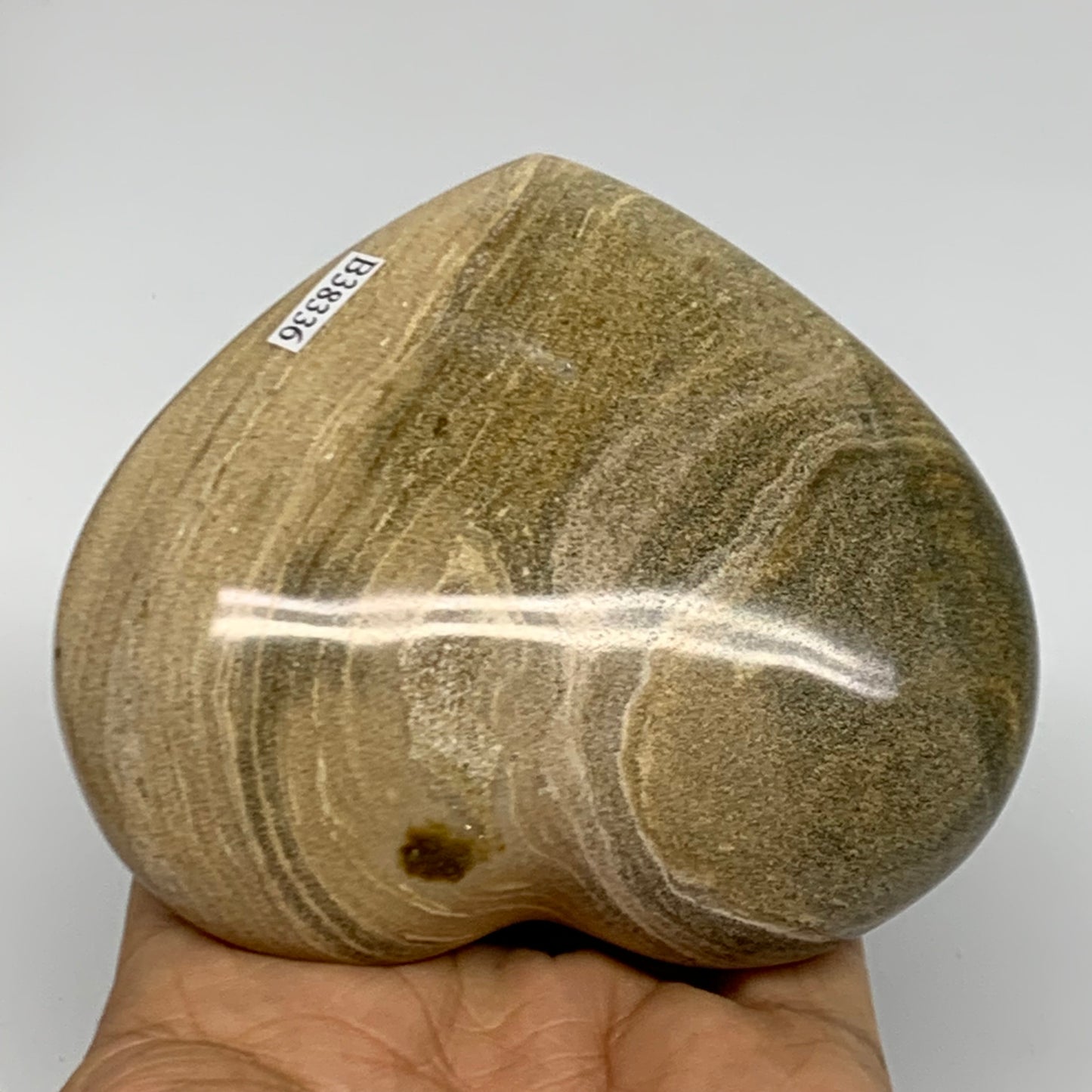 0.77 lbs, 3.4"x3.8"x1.4" Ocean Jasper Heart Polished Healing Crystal, B38336