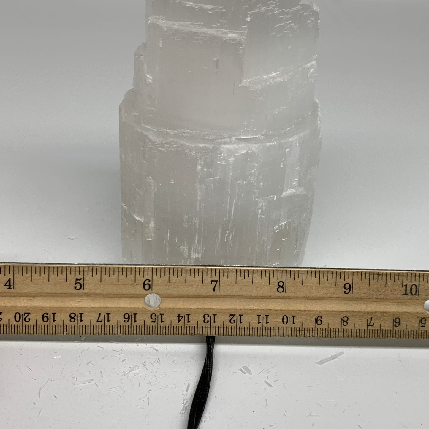 2.3 lbs, 6"x3.1", Raw Rough Selenite (Satin Spar) Lamp Tower, 6ft Chord, B35890