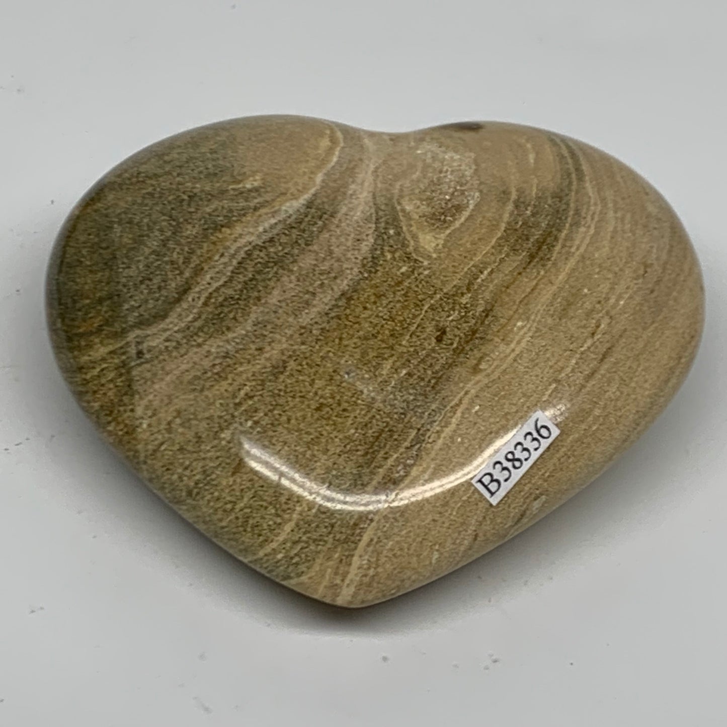 0.77 lbs, 3.4"x3.8"x1.4" Ocean Jasper Heart Polished Healing Crystal, B38336