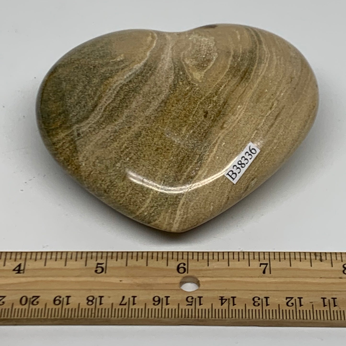 0.77 lbs, 3.4"x3.8"x1.4" Ocean Jasper Heart Polished Healing Crystal, B38336